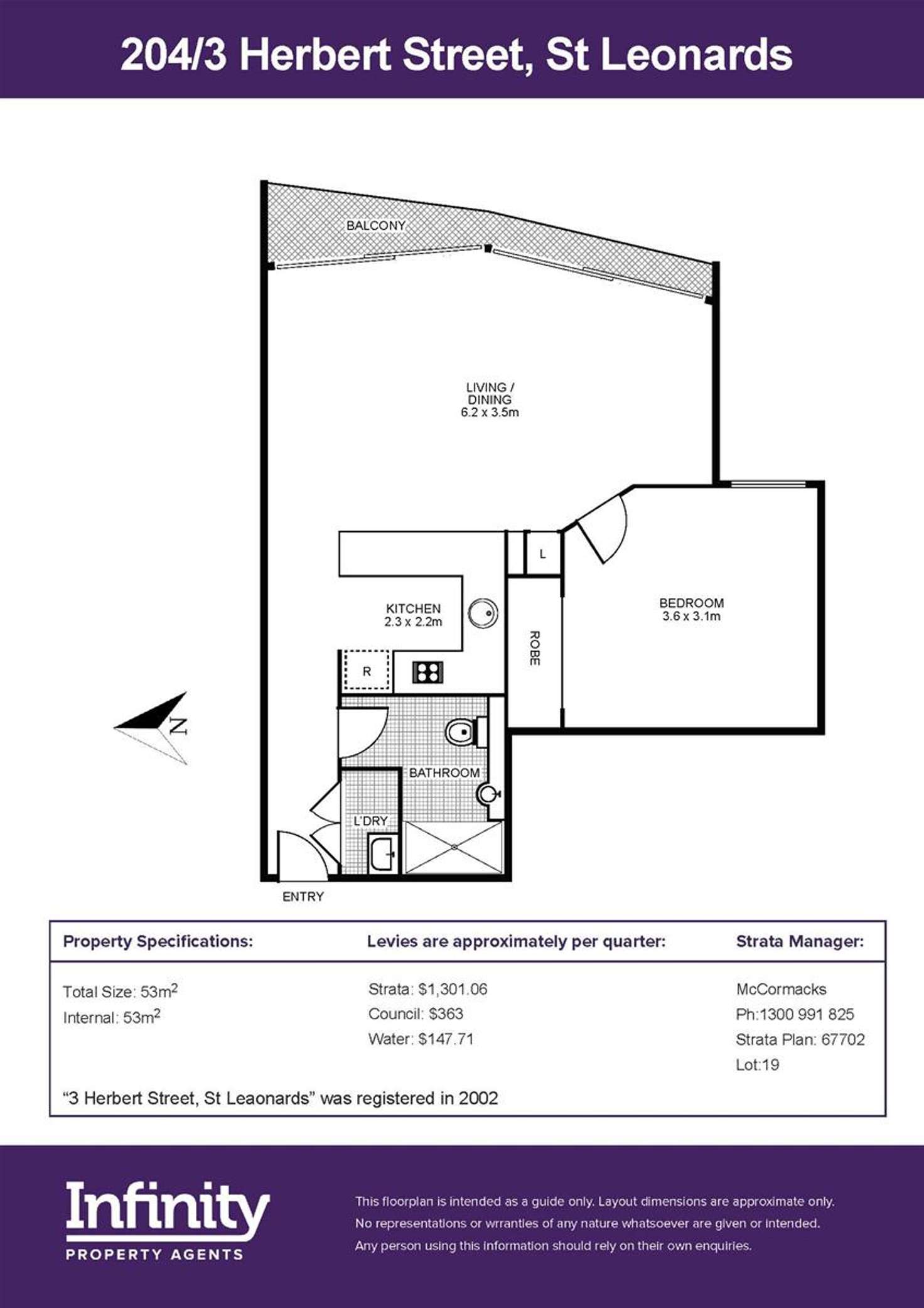 Floorplan of Homely apartment listing, 204/3 Herbert Street, St Leonards NSW 2065