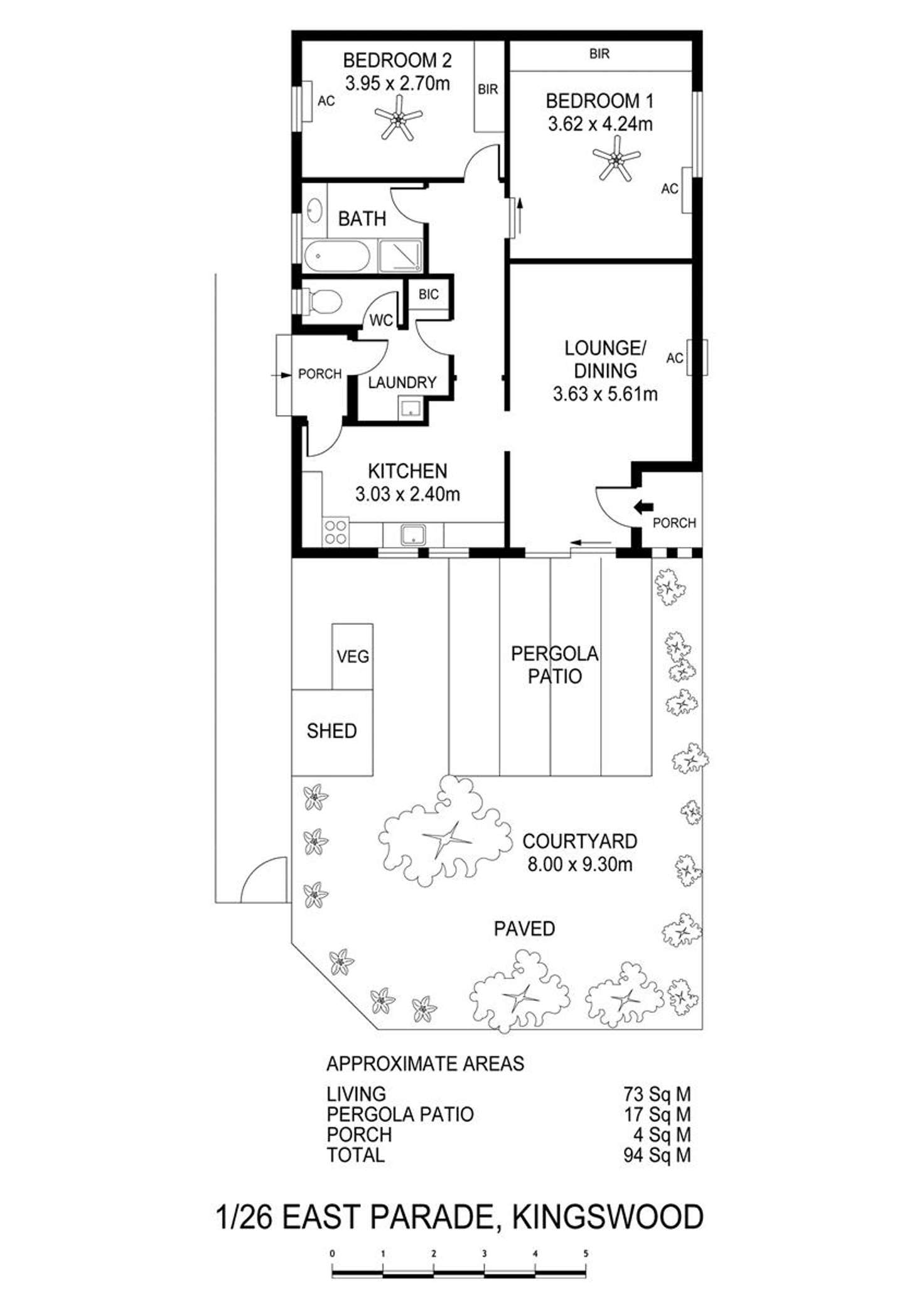Floorplan of Homely unit listing, 1/26 East Parade, Kingswood SA 5062