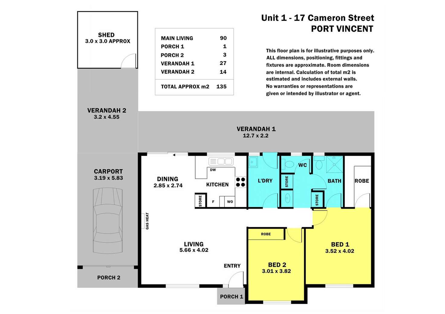 Floorplan of Homely unit listing, 1/17 Cameron Street, Port Vincent SA 5581