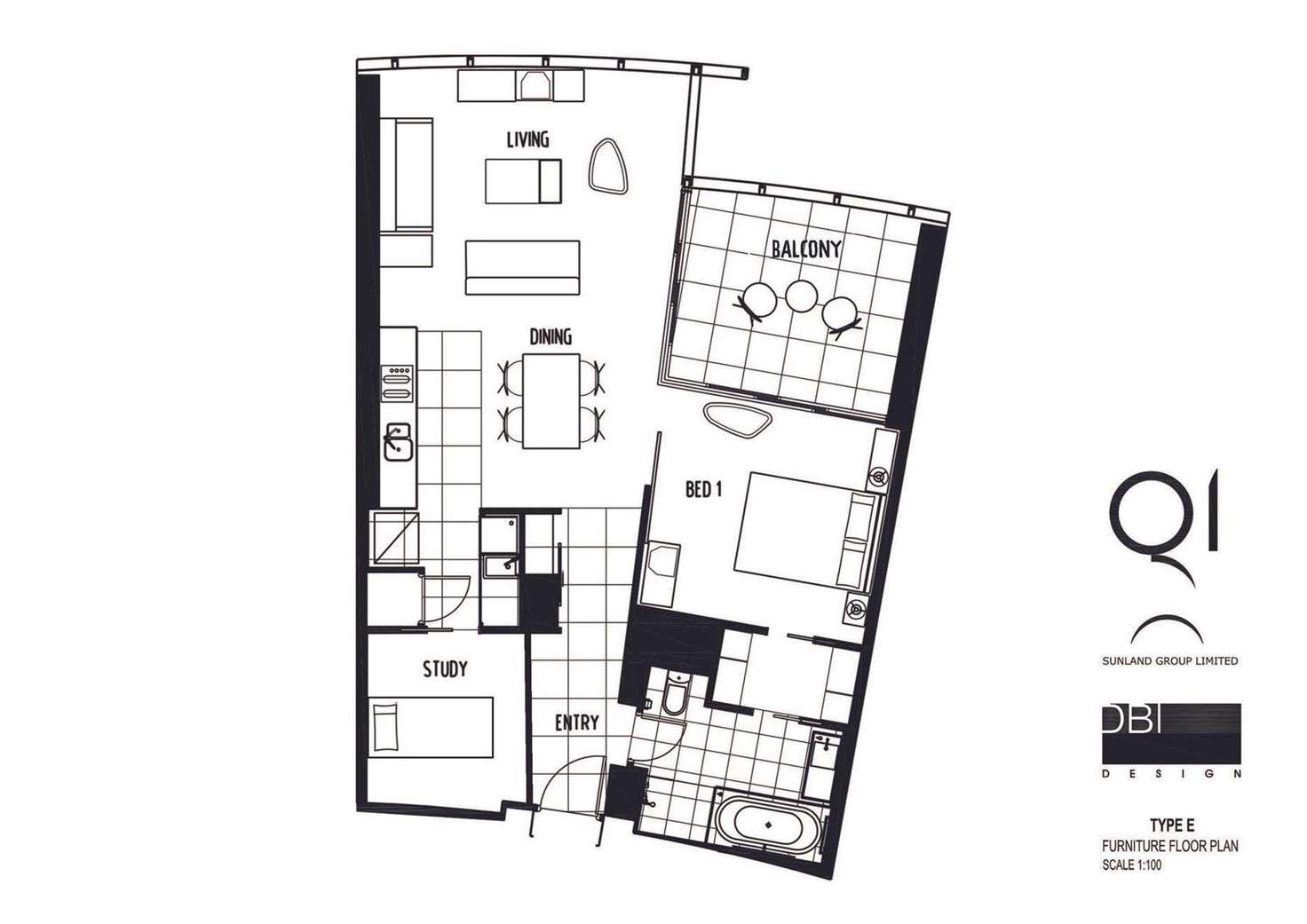 Floorplan of Homely apartment listing, 3902 'Q1'/9 Hamilton Avenue, Surfers Paradise QLD 4217