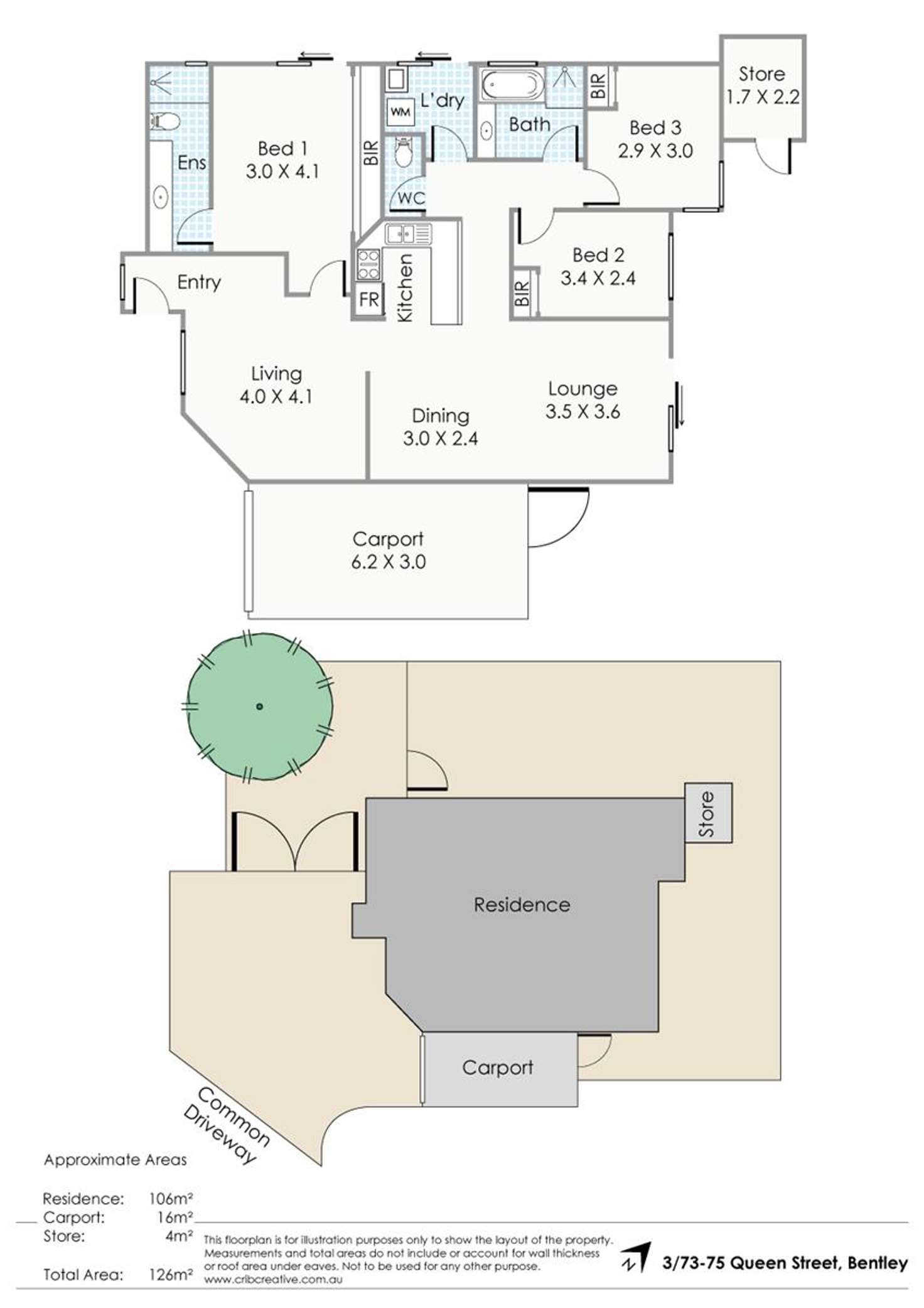 Floorplan of Homely villa listing, 3/73-75 Queen Street, Bentley WA 6102