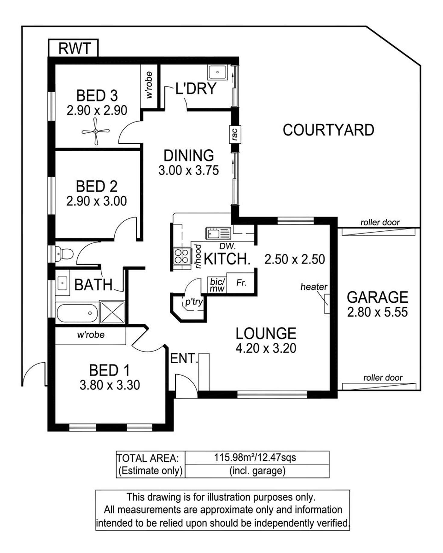 Floorplan of Homely unit listing, 1/1 Grantham Road, Somerton Park SA 5044