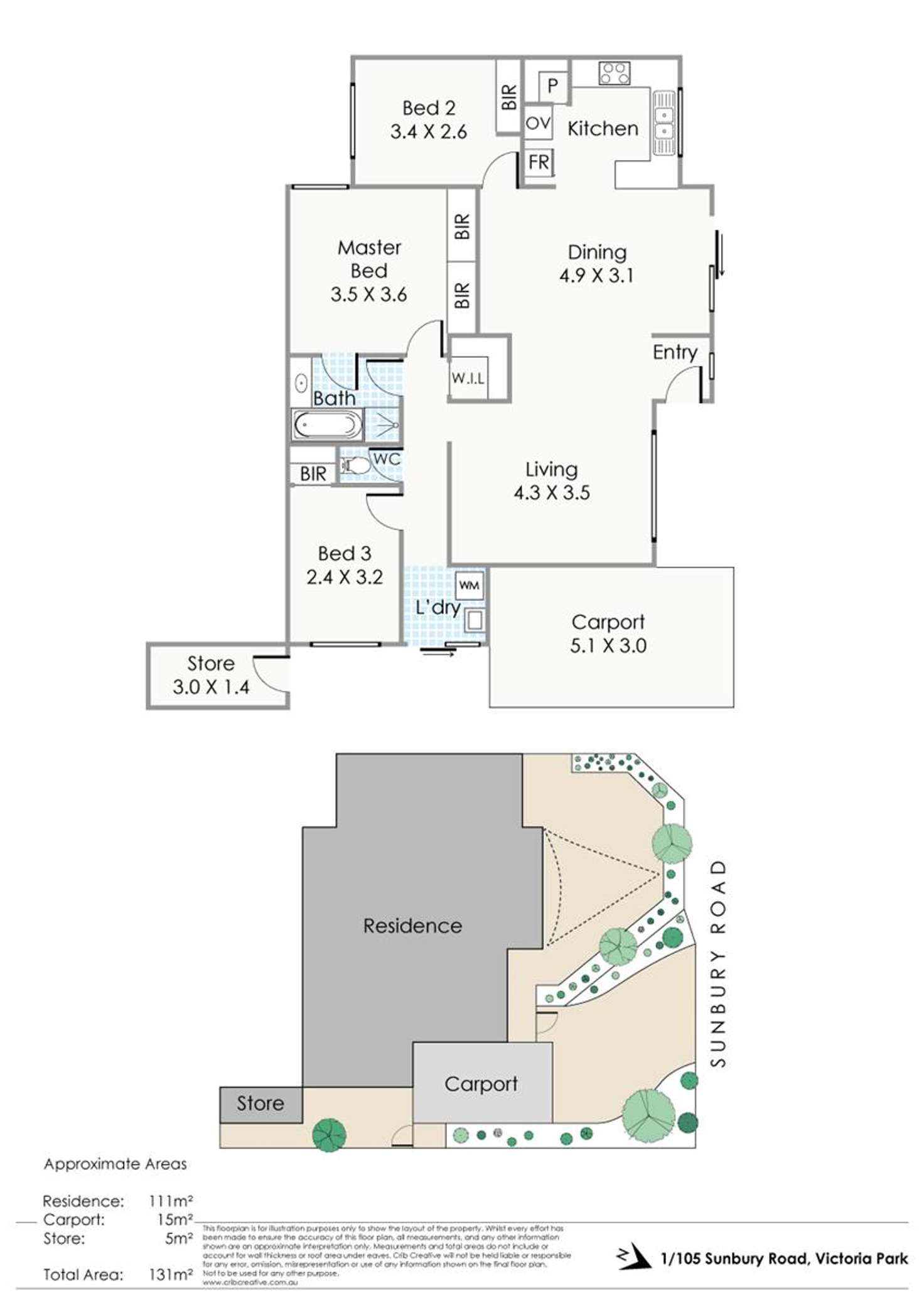 Floorplan of Homely villa listing, 105A Sunbury Road, Victoria Park WA 6100