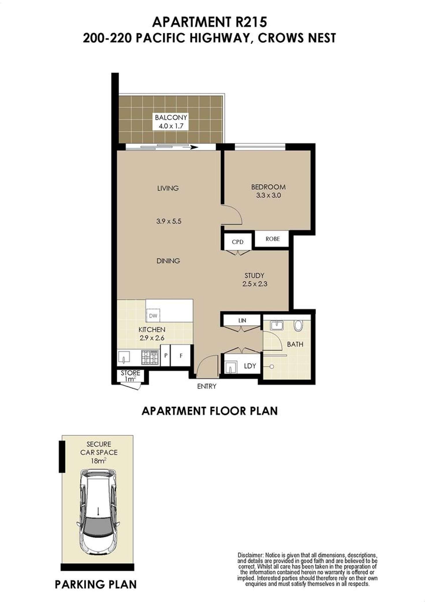 Floorplan of Homely apartment listing, R215/200-220 Pacific Highway, Crows Nest NSW 2065