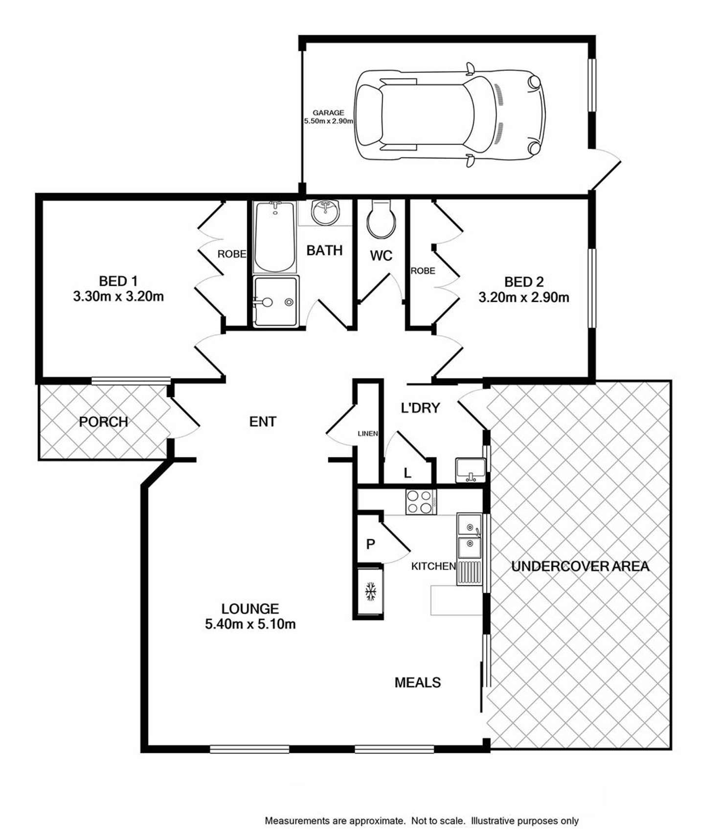 Floorplan of Homely unit listing, 1/13 Billy Hughes Court, West Wodonga VIC 3690