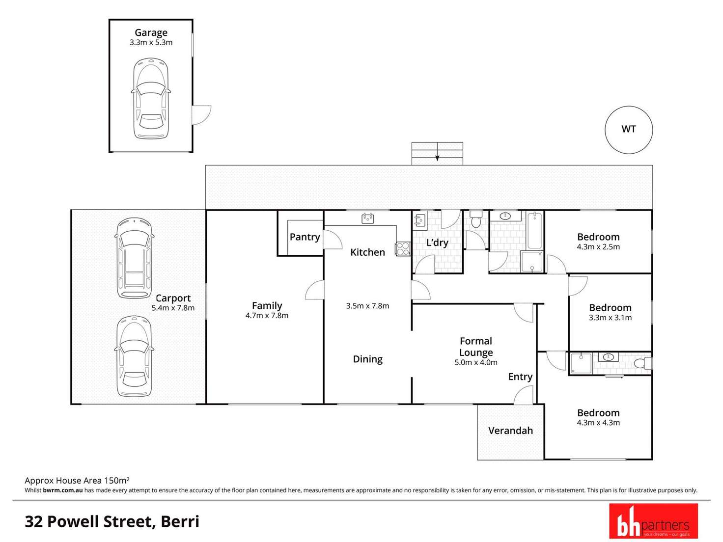 Floorplan of Homely house listing, 32 Powell Street, Berri SA 5343