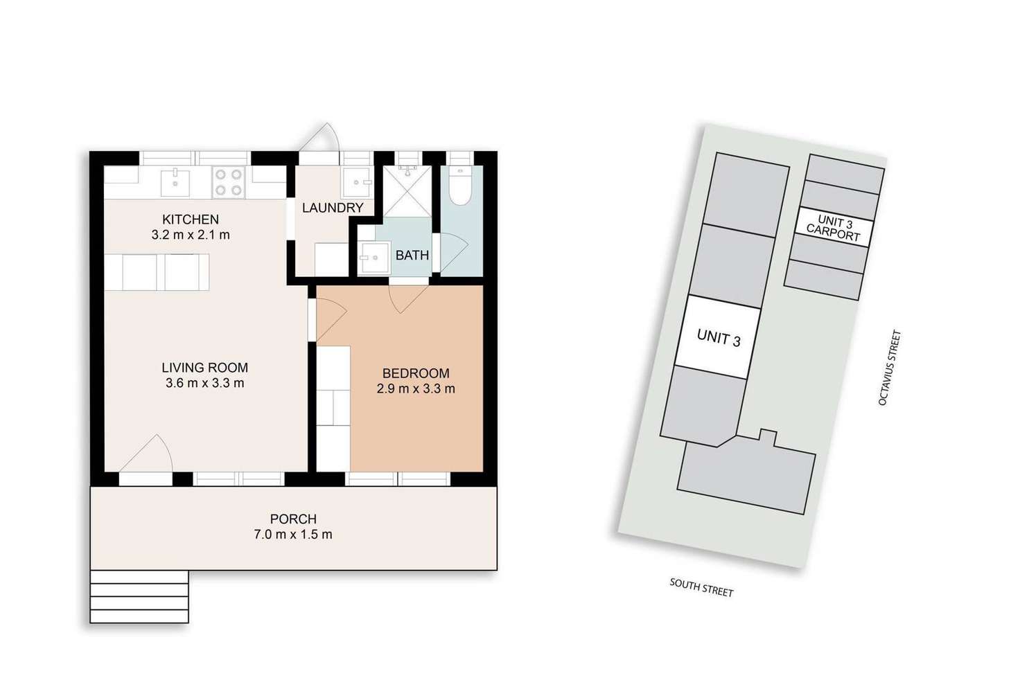 Floorplan of Homely unit listing, 3/54 South Street, Wodonga VIC 3690
