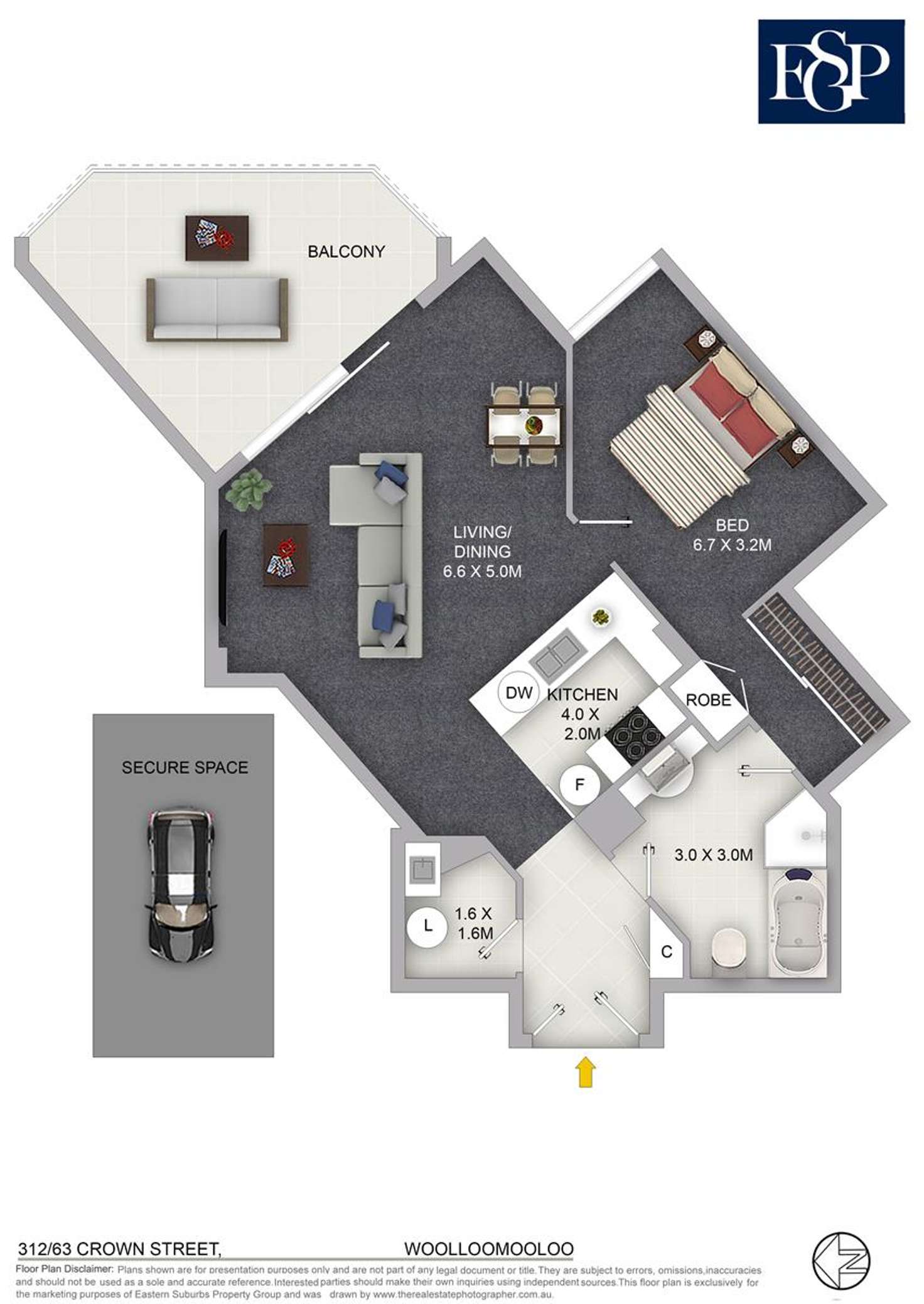 Floorplan of Homely apartment listing, 312/63 Crown Street, Woolloomooloo NSW 2011