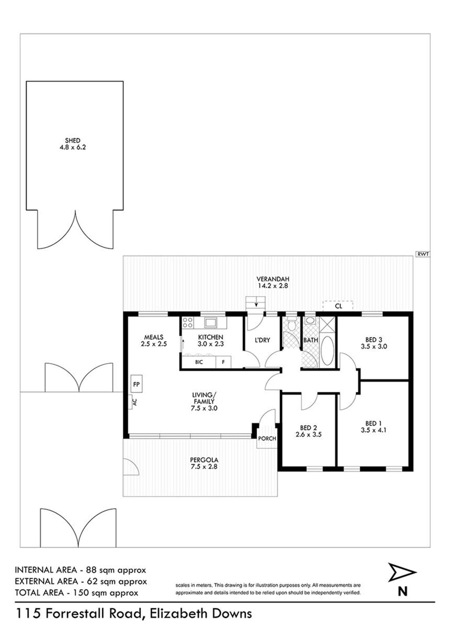 Floorplan of Homely house listing, 115 Forrestall Road, Elizabeth Downs SA 5113