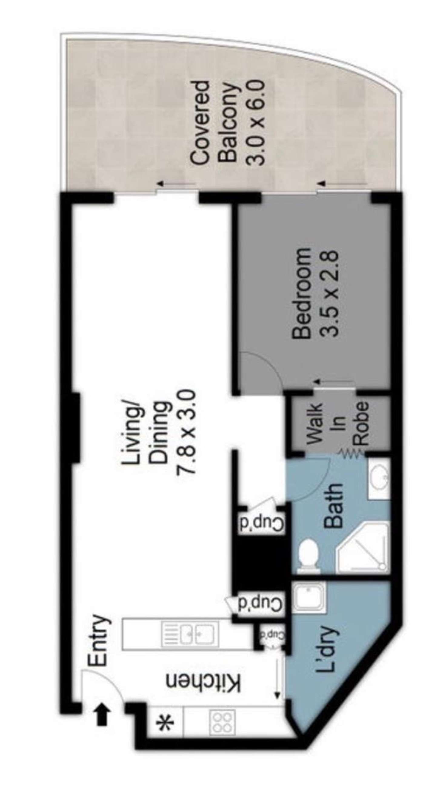 Floorplan of Homely apartment listing, 355/21 Cypress Avenue, Surfers Paradise QLD 4217