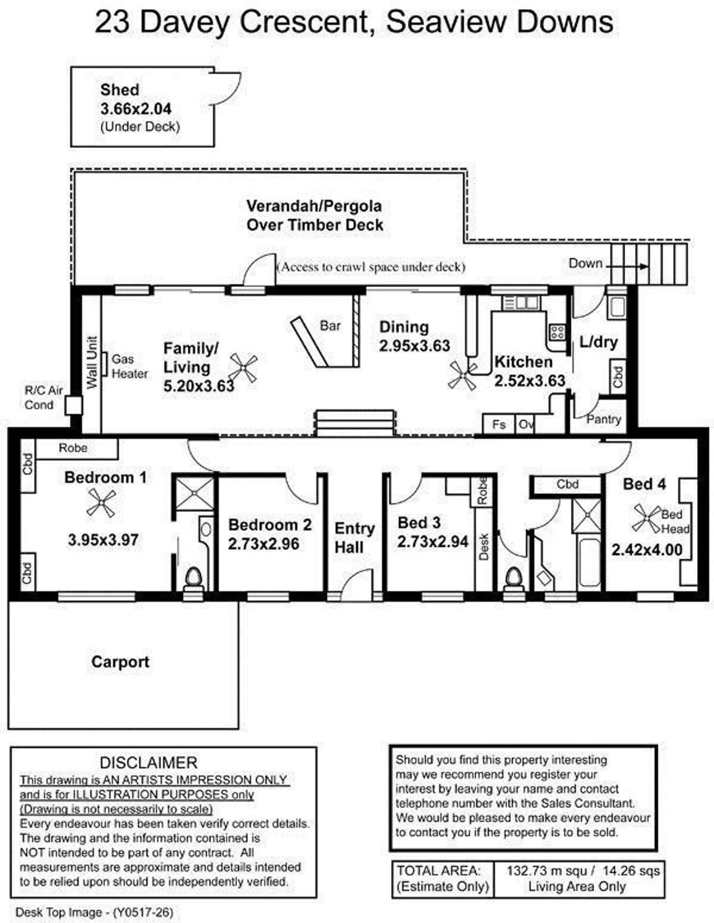 Floorplan of Homely house listing, 23 Davey Crescent, Seaview Downs SA 5049