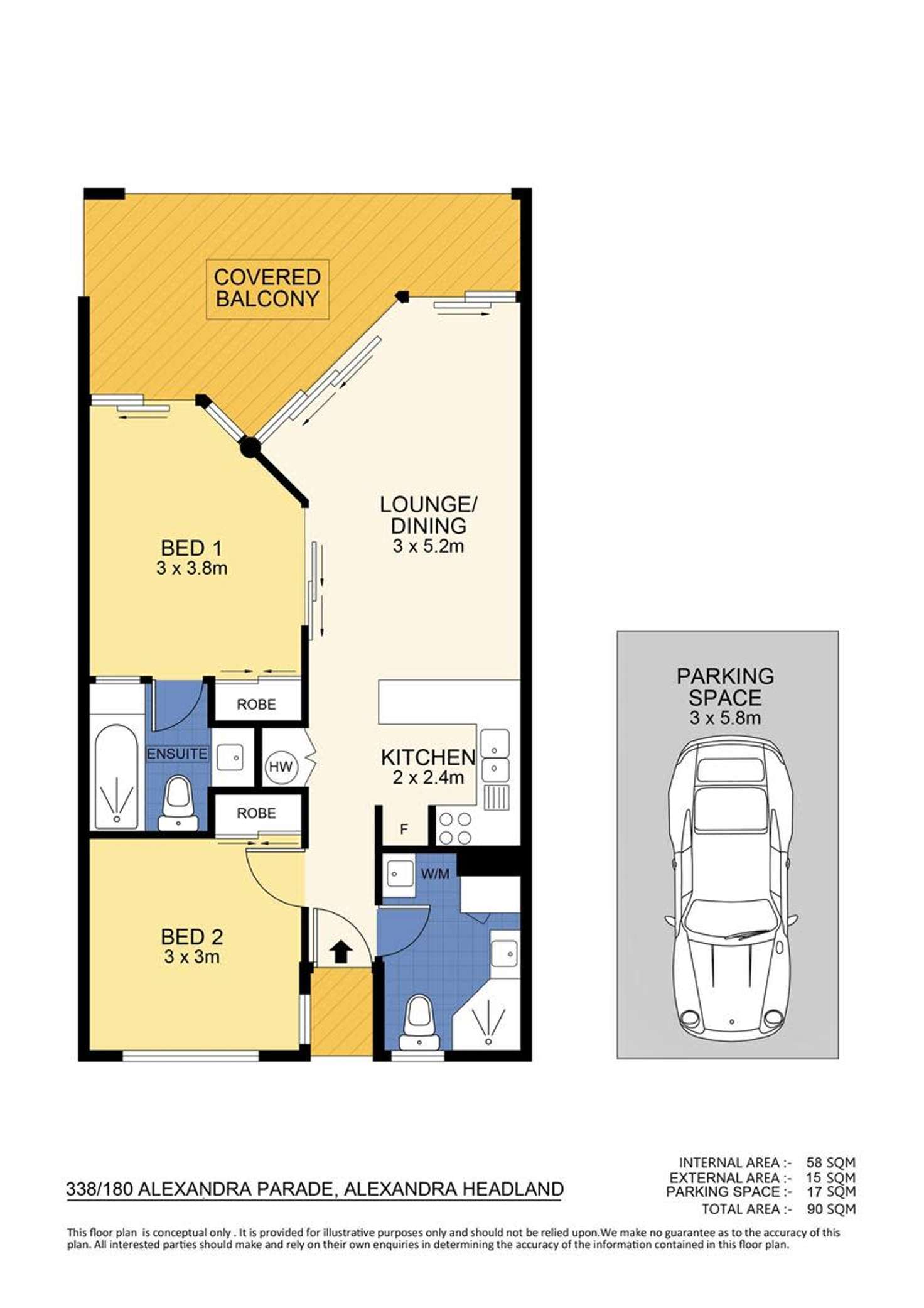 Floorplan of Homely unit listing, 338/180 Alexandra Parade, Alexandra Headland QLD 4572