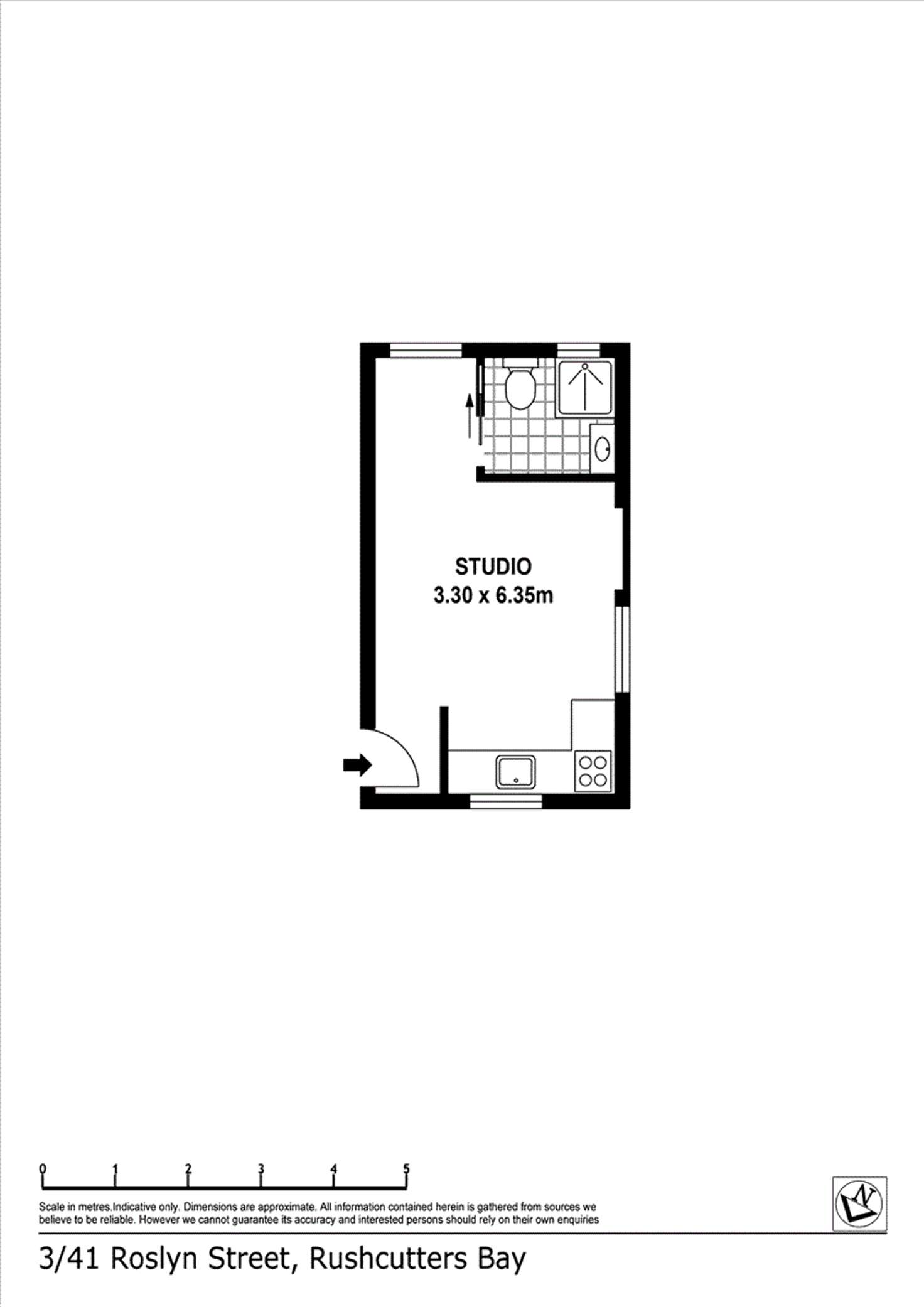 Floorplan of Homely studio listing, 3/41 Roslyn Street, Rushcutters Bay NSW 2011