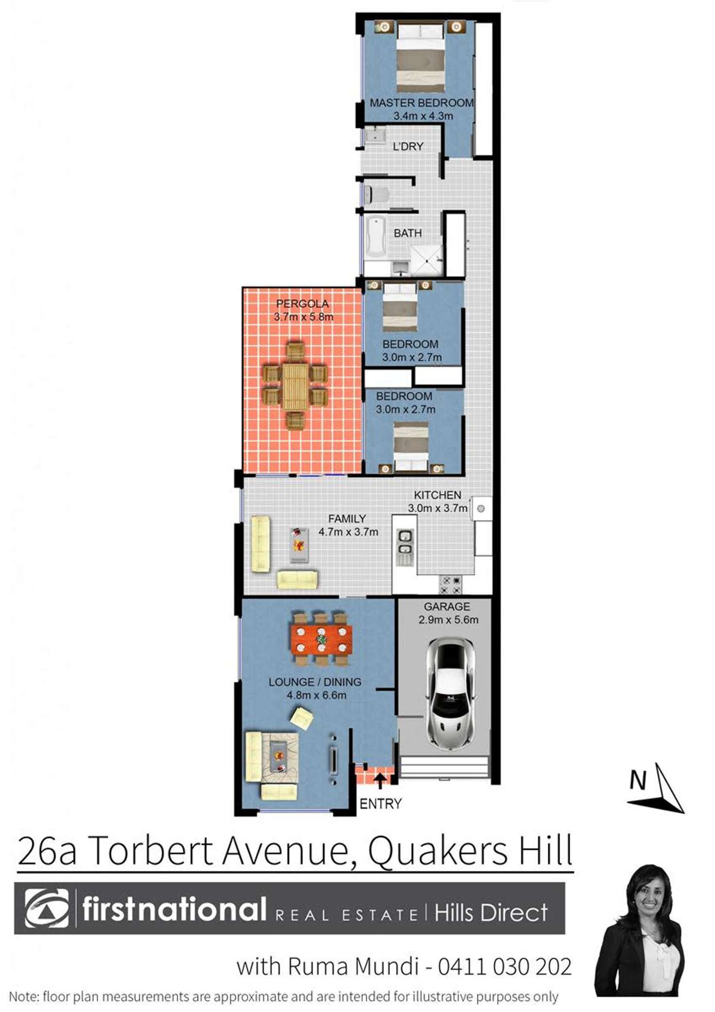 Floorplan of Homely semiDetached listing, 26A Torbert Avenue, Quakers Hill NSW 2763