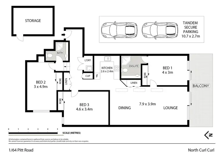 Floorplan of Homely unit listing, 1/64 Pitt Road, North Curl Curl NSW 2099