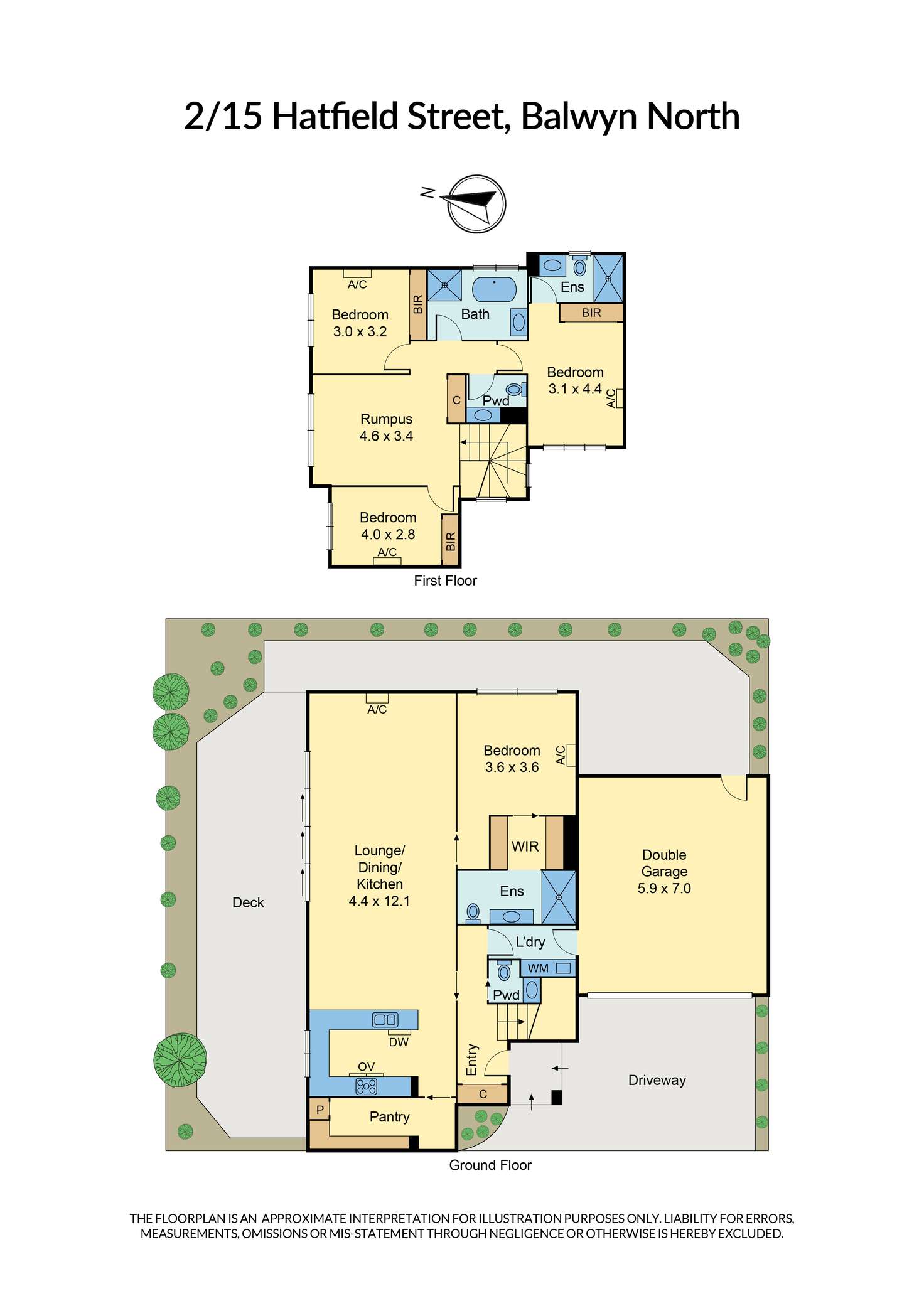 Floorplan of Homely townhouse listing, 2/15 Hatfield Street, Balwyn North VIC 3104