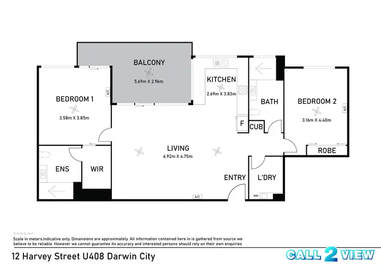 Floorplan of Homely apartment listing, 408/12 Harvey Street, Darwin City NT 800