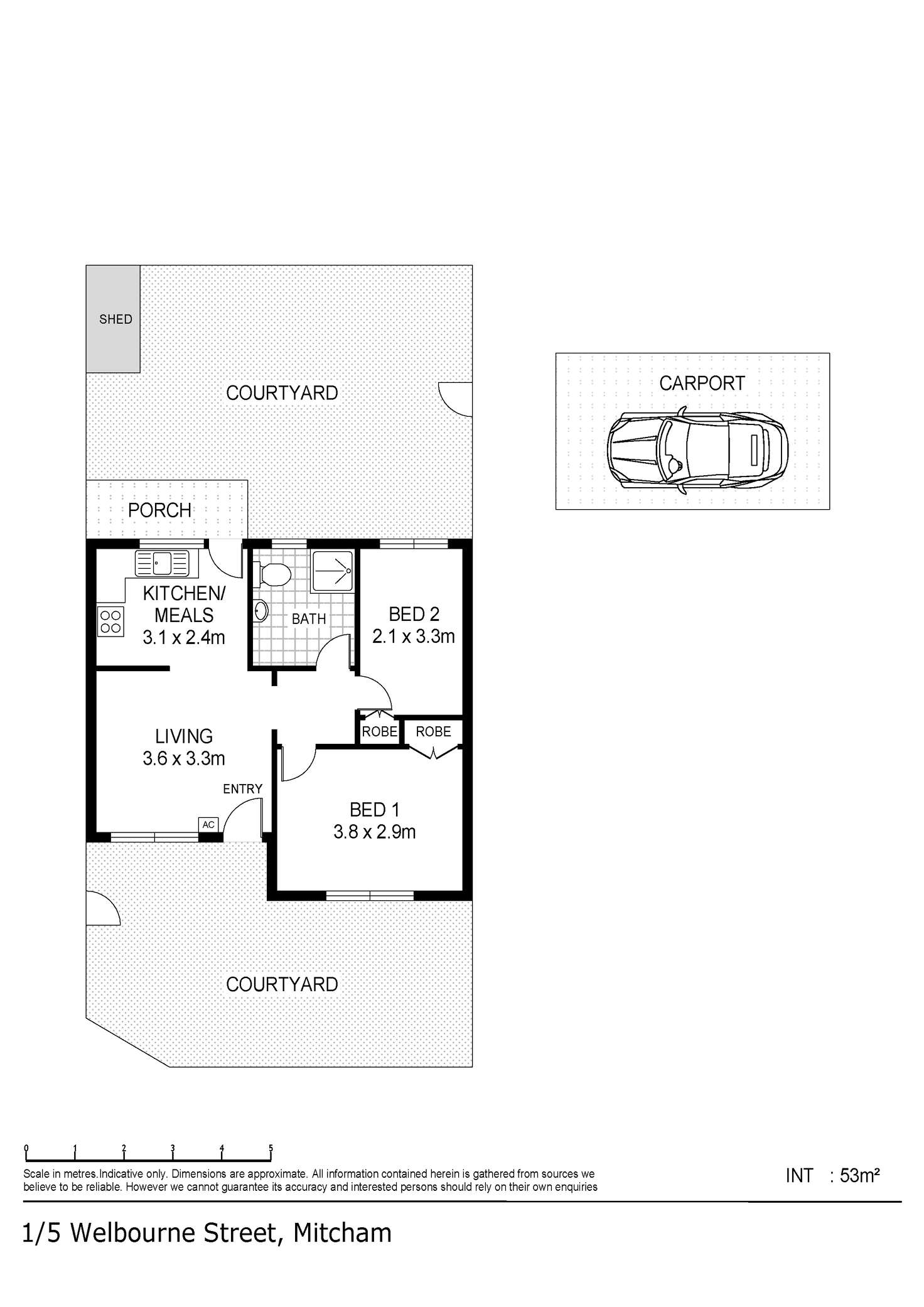 Floorplan of Homely unit listing, 1/5 Welbourne Street, Mitcham SA 5062