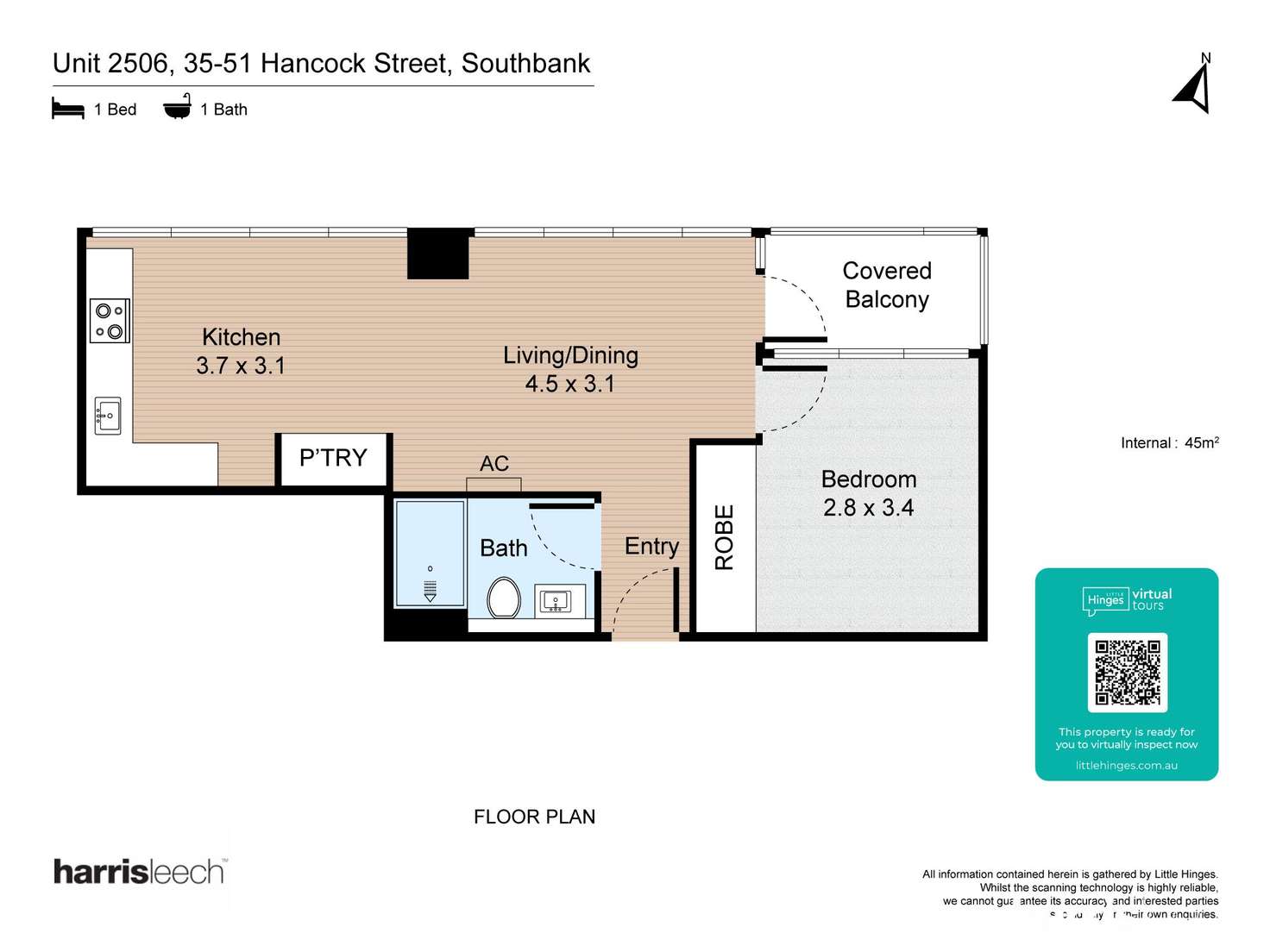 Floorplan of Homely apartment listing, 2506/43 Hancock Street, Southbank VIC 3006
