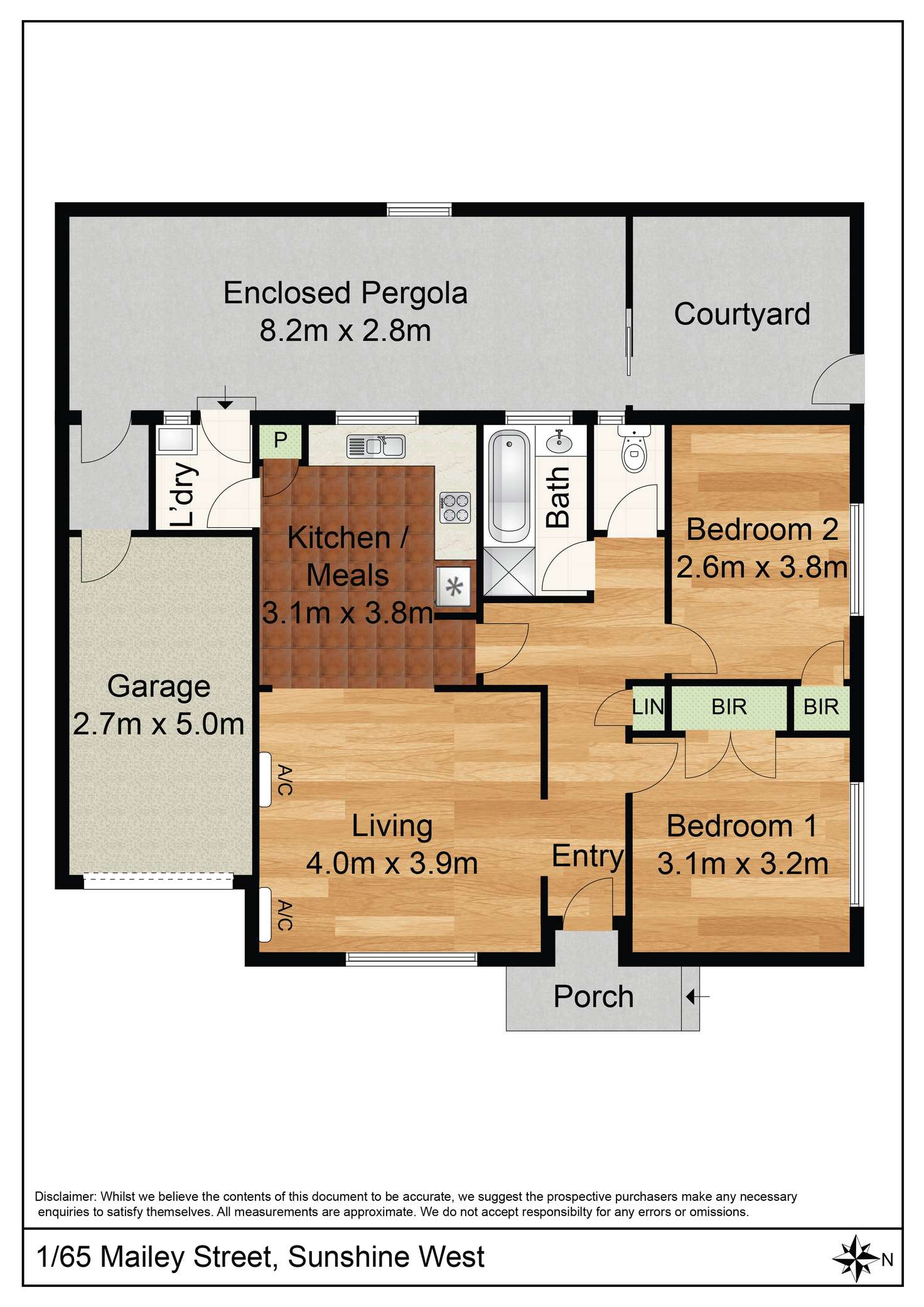 Floorplan of Homely unit listing, 1/65 Mailey Street, Sunshine West VIC 3020