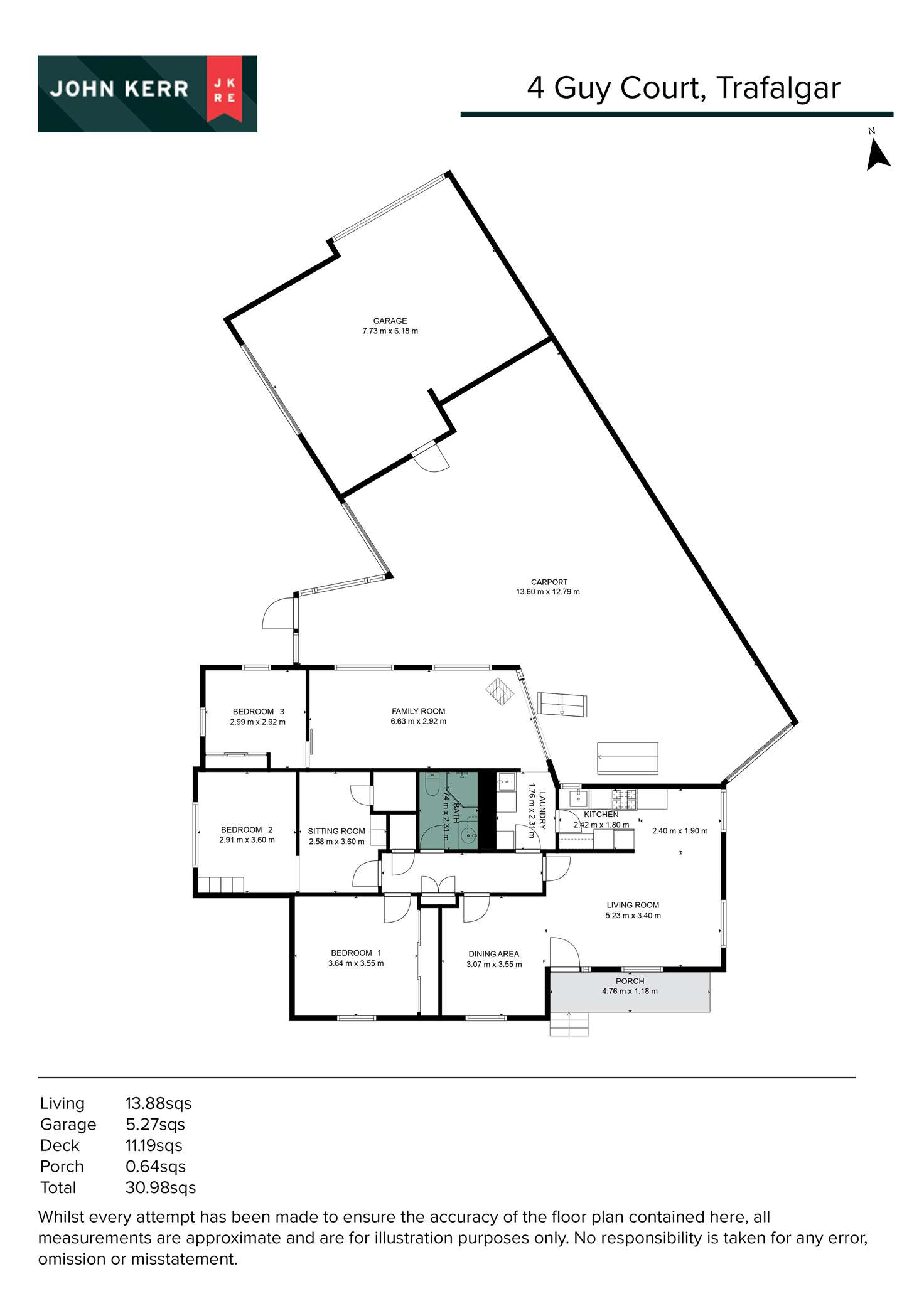 Floorplan of Homely house listing, 4 Guy Court, Trafalgar VIC 3824