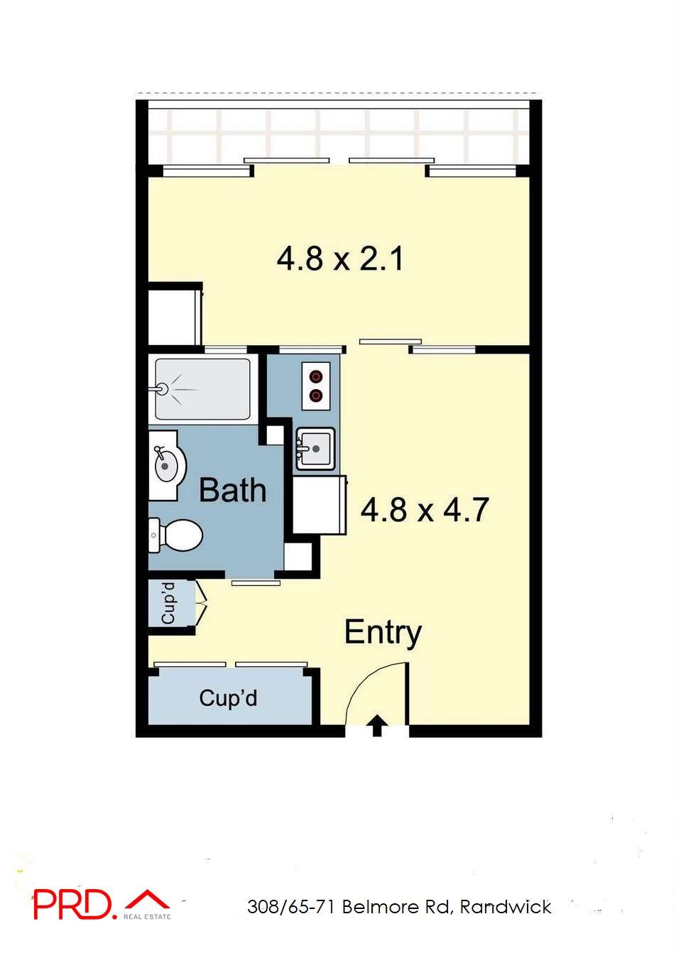 Floorplan of Homely studio listing, 308/65-71 Belmore Road, Randwick NSW 2031