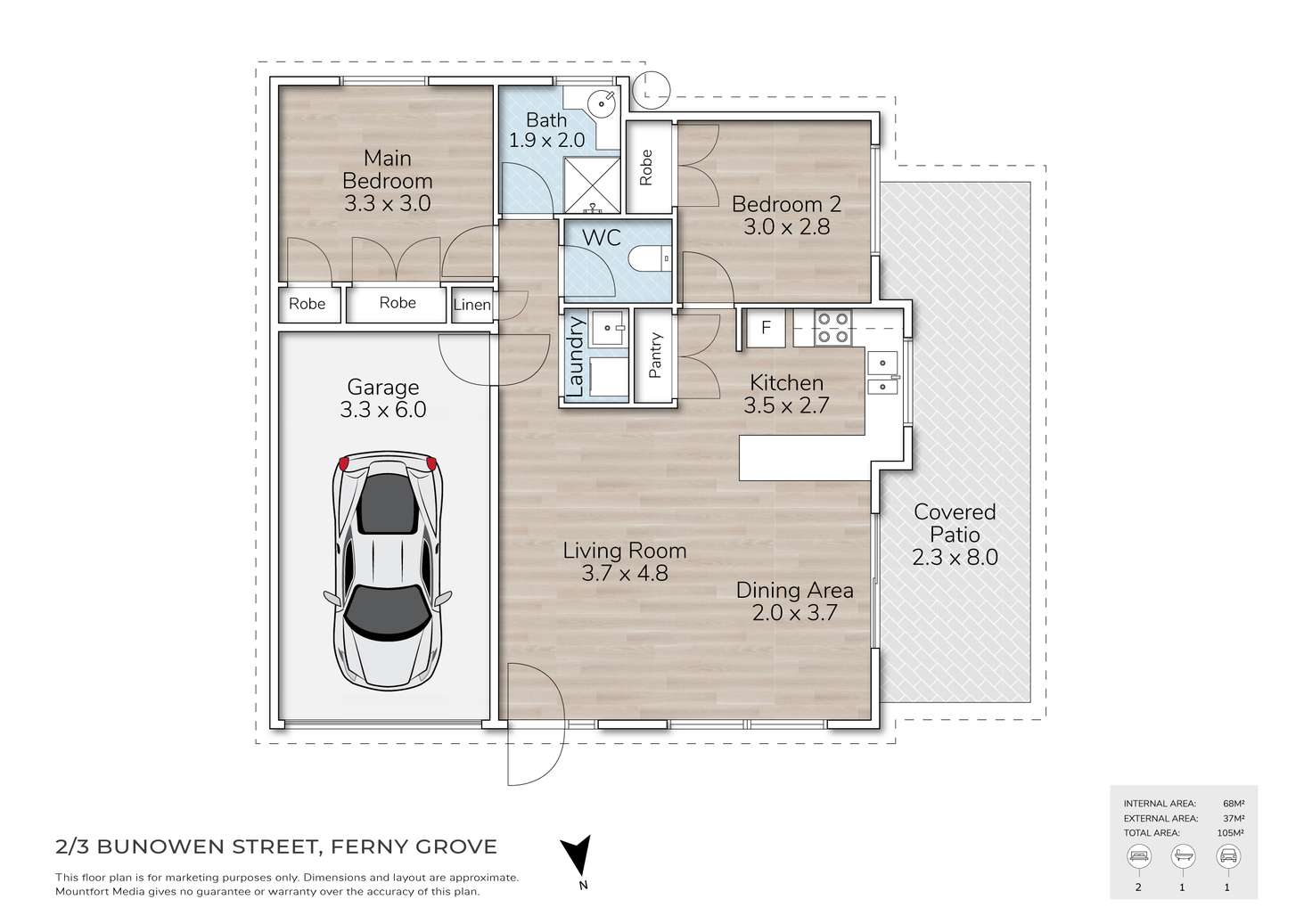 Floorplan of Homely villa listing, 2/3 Bunowen Street, Ferny Grove QLD 4055
