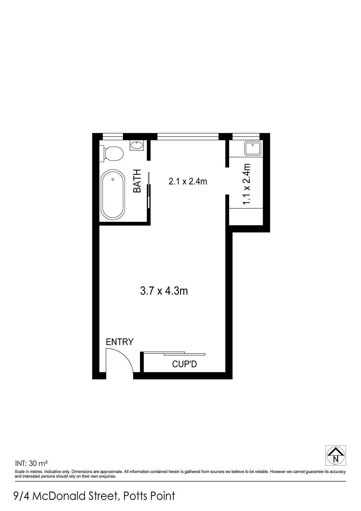 Floorplan of Homely studio listing, 9/4 Mcdonald Street, Potts Point NSW 2011