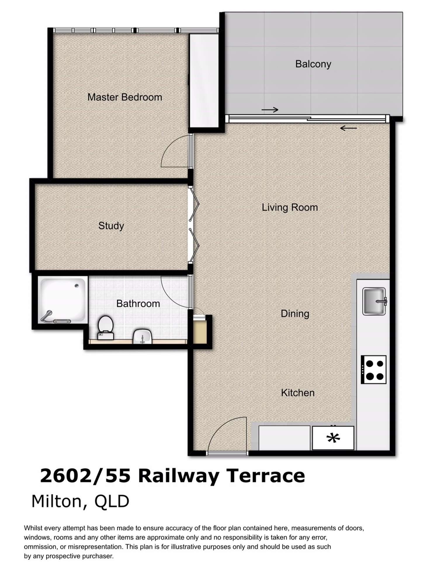 Floorplan of Homely apartment listing, 2602/55 Railway Terrace, Milton QLD 4064