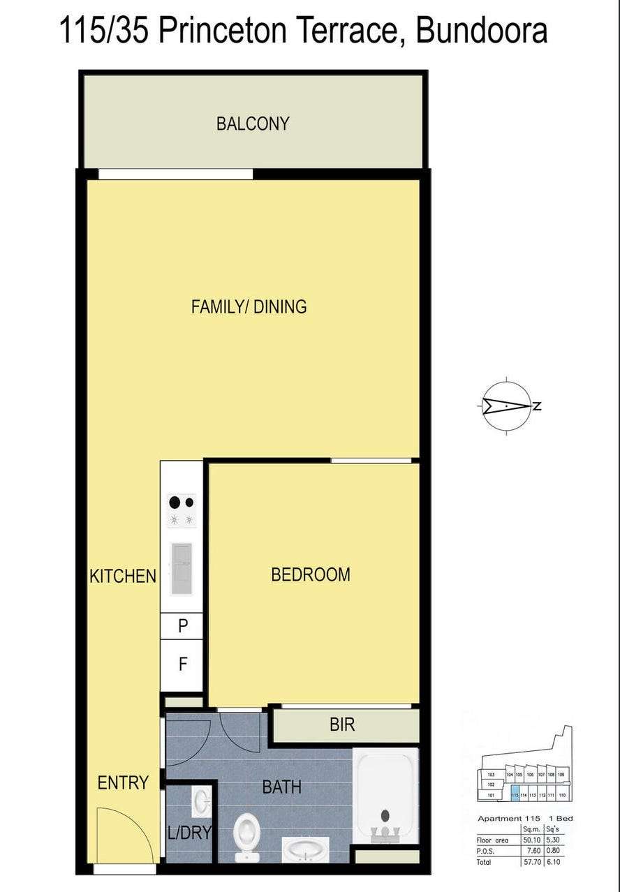 Floorplan of Homely apartment listing, 115/35 Princeton Terrace, Bundoora VIC 3083