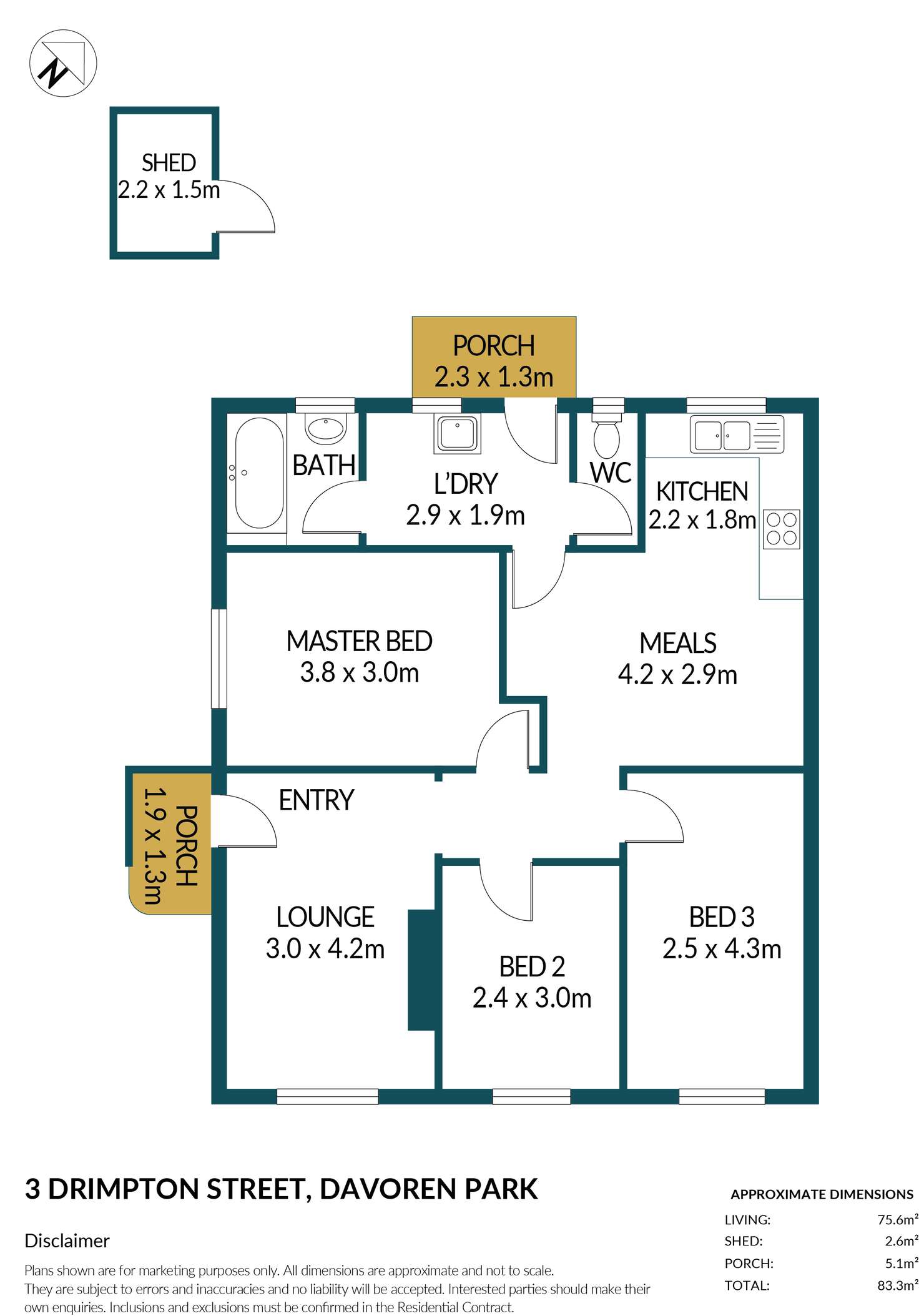 Floorplan of Homely house listing, 3 Drimpton Street, Davoren Park SA 5113
