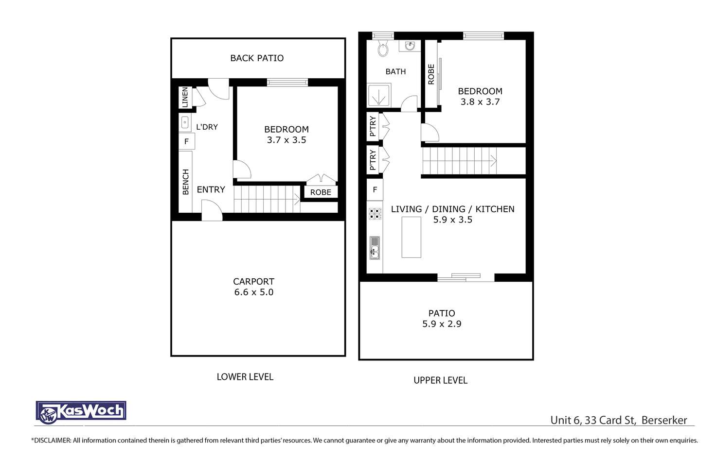Floorplan of Homely unit listing, 6/33 CARD STREET, Berserker QLD 4701