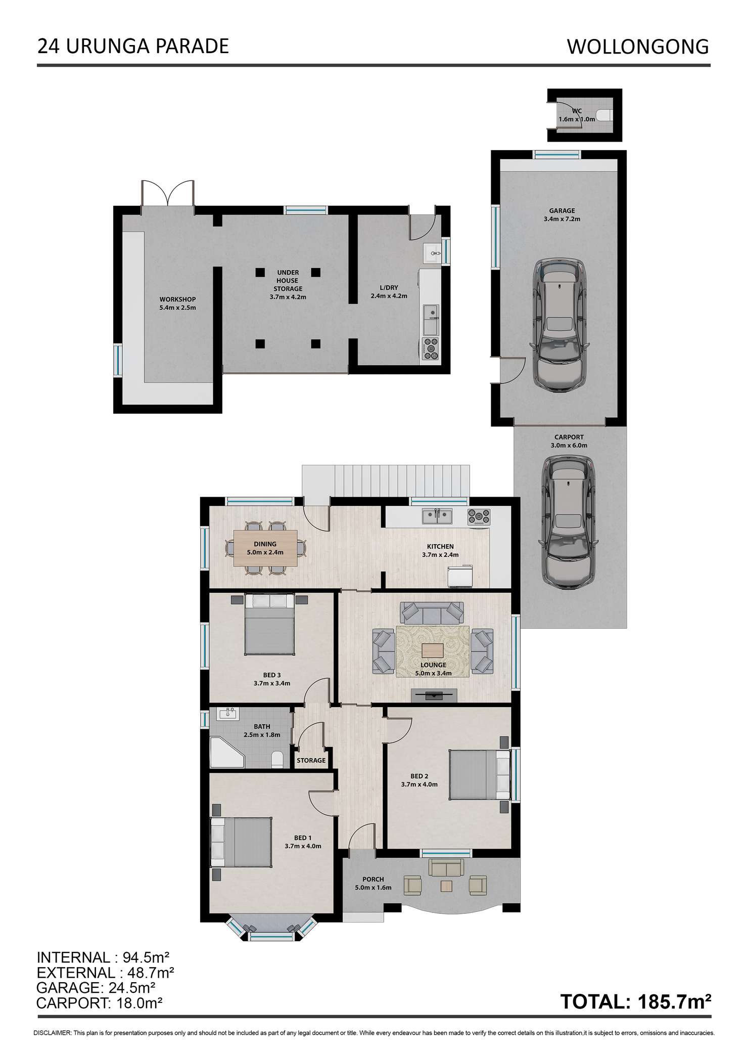 Floorplan of Homely house listing, 24 Urunga Parade, Wollongong NSW 2500