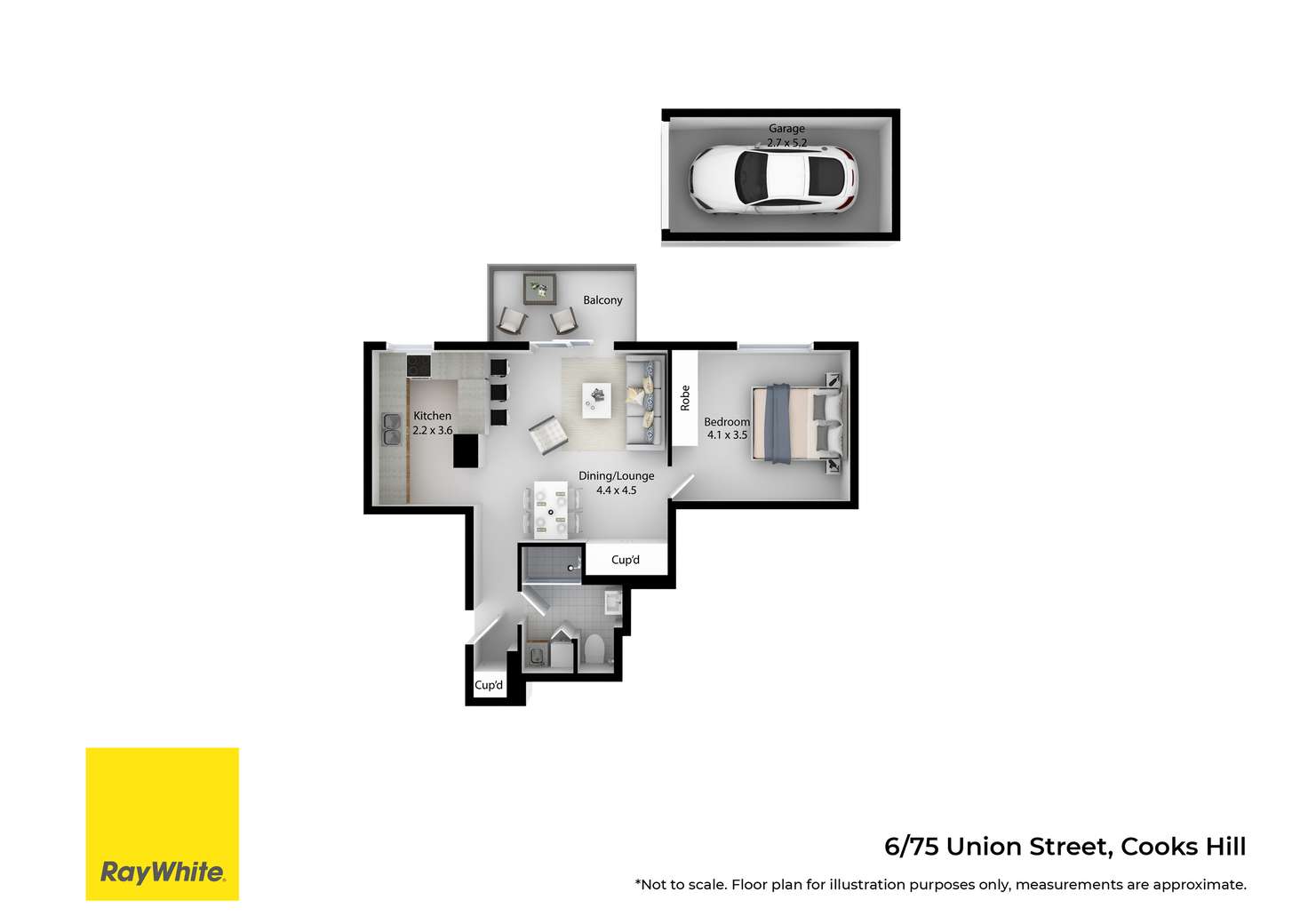 Floorplan of Homely unit listing, 6/75 Union Street, Cooks Hill NSW 2300