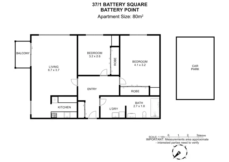 Floorplan of Homely apartment listing, 37/1 Battery Square, Battery Point TAS 7004