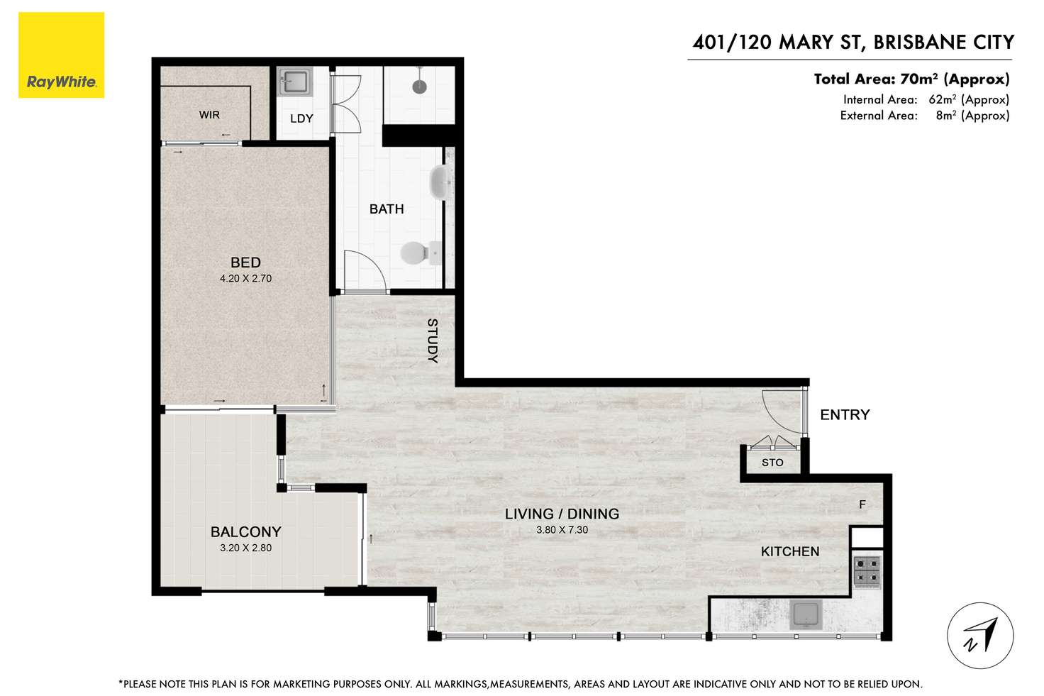 Floorplan of Homely apartment listing, 401/120 Mary Street, Brisbane City QLD 4000