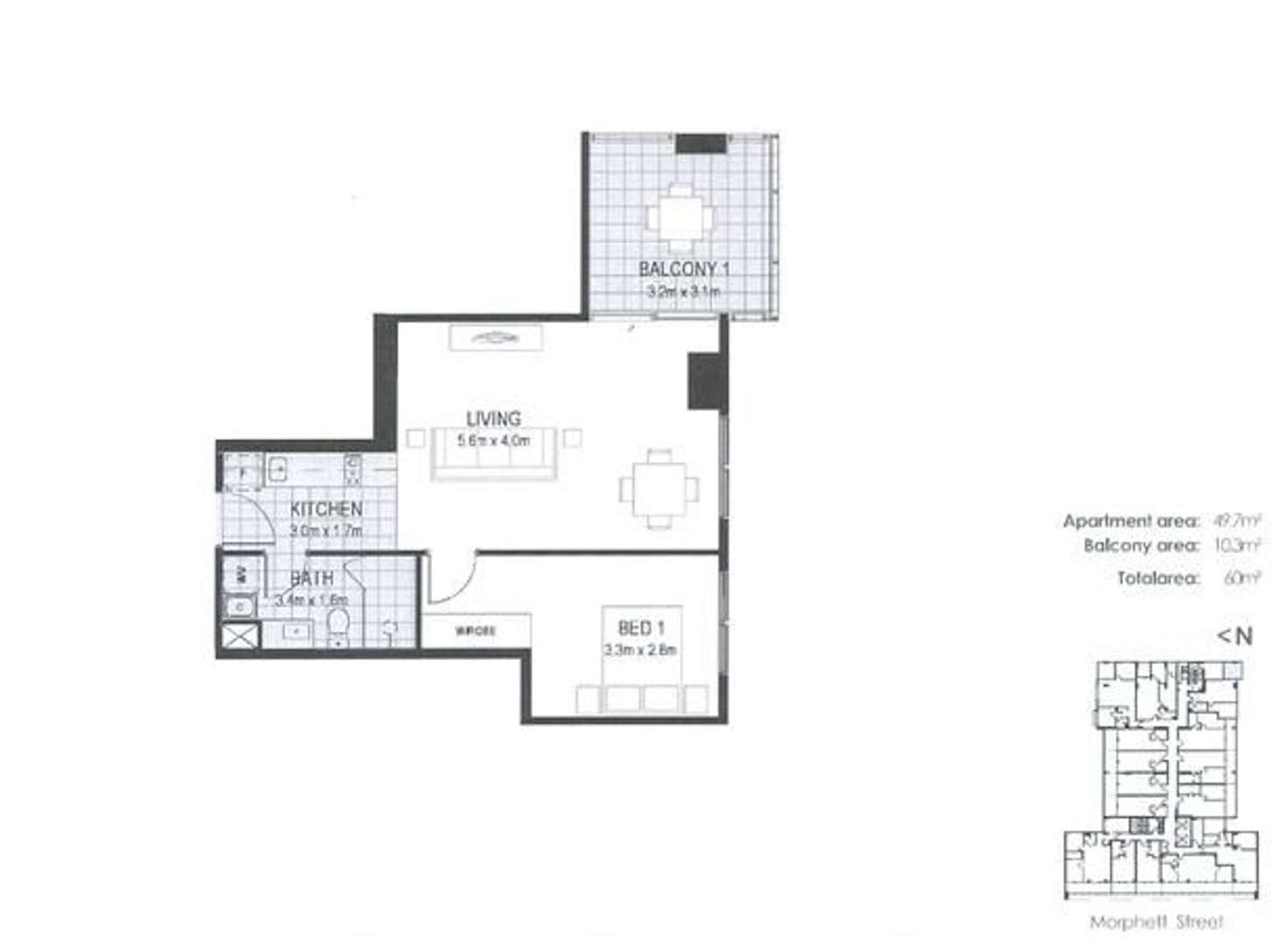 Floorplan of Homely apartment listing, 412/180 Morphett Street, Adelaide SA 5000