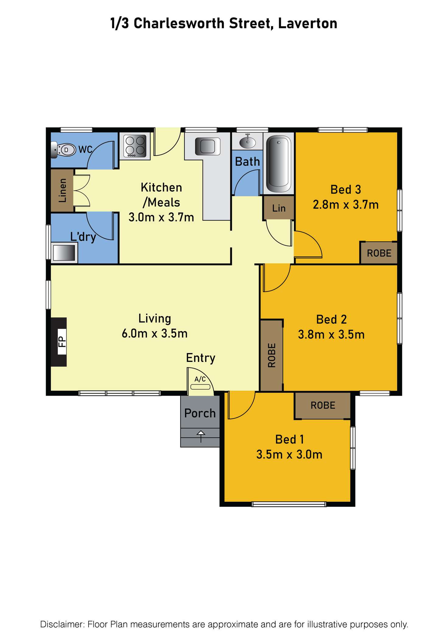 Floorplan of Homely unit listing, 1/3 Charlesworth Street, Laverton VIC 3028