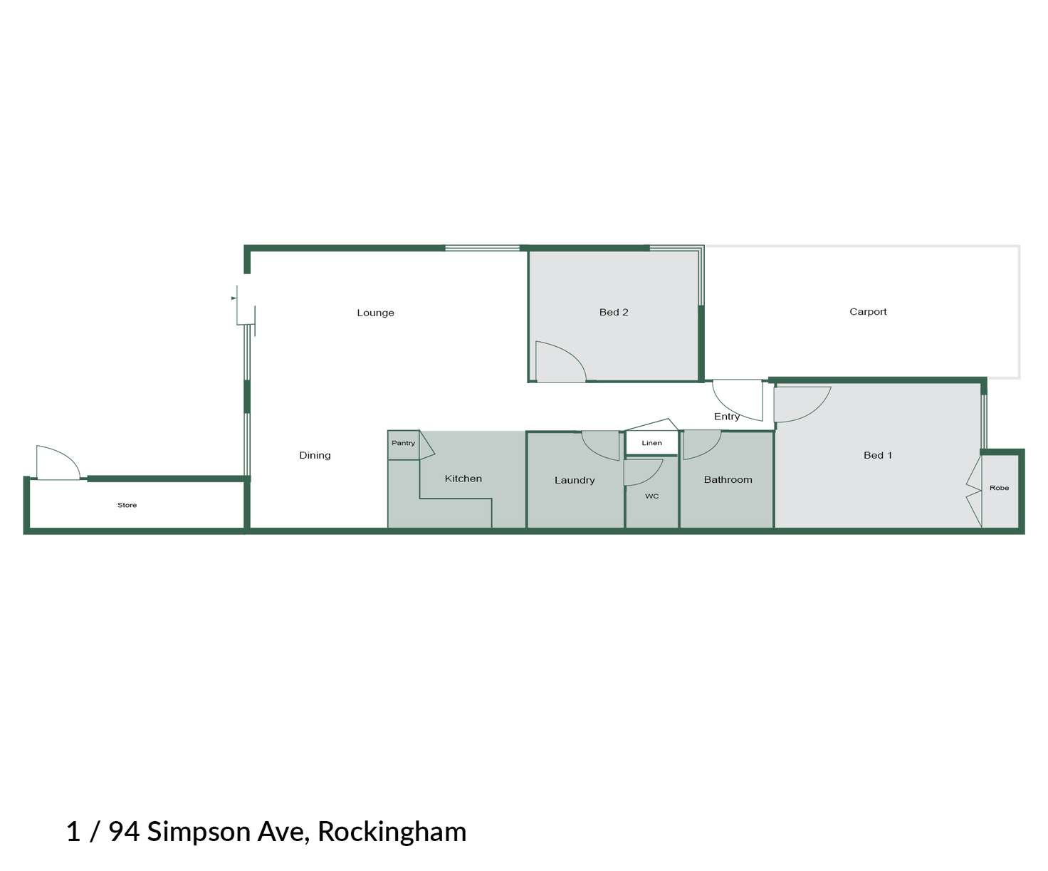 Floorplan of Homely unit listing, 1/94 Simpson Avenue, Rockingham WA 6168