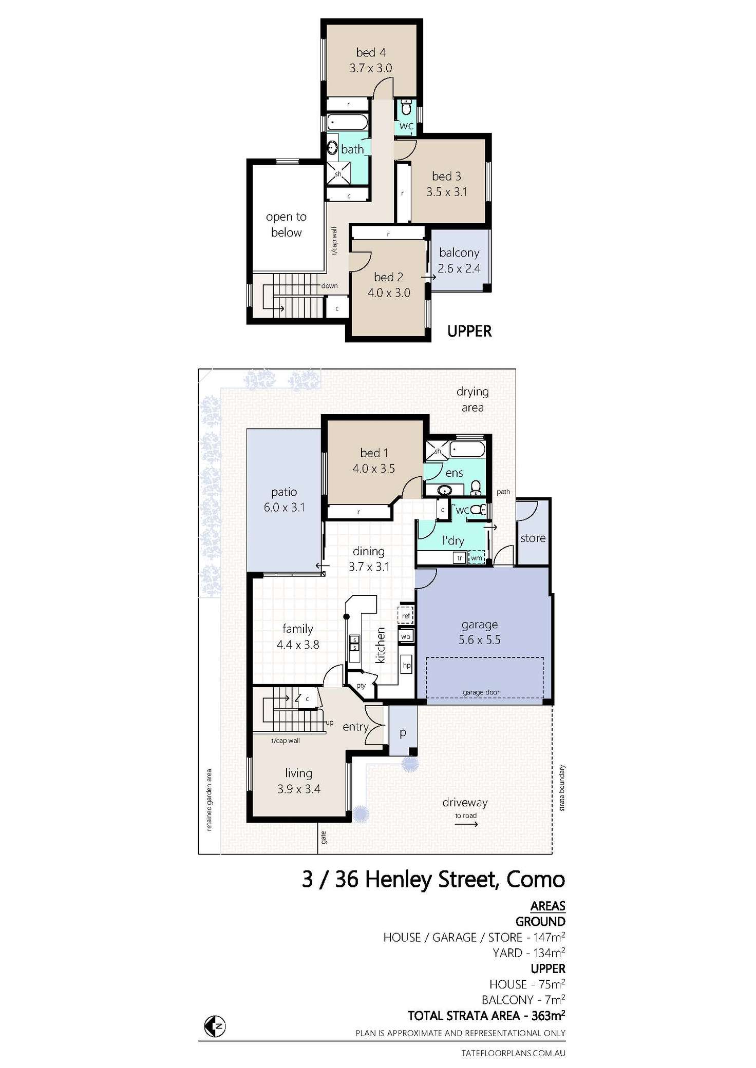 Floorplan of Homely townhouse listing, 3/36 Henley Street, Como WA 6152