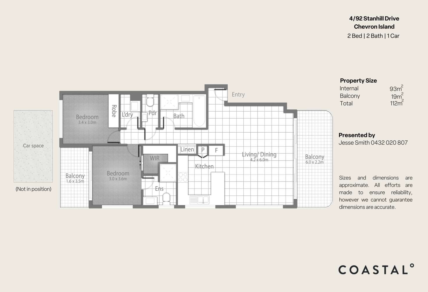 Floorplan of Homely apartment listing, 4/92 Stanhill Drive, Chevron Island QLD 4217