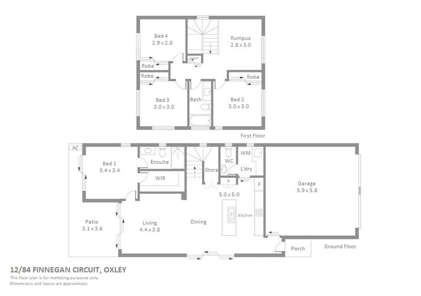 Floorplan of Homely townhouse listing, 12/84 Finnegan Circuit, Oxley QLD 4075