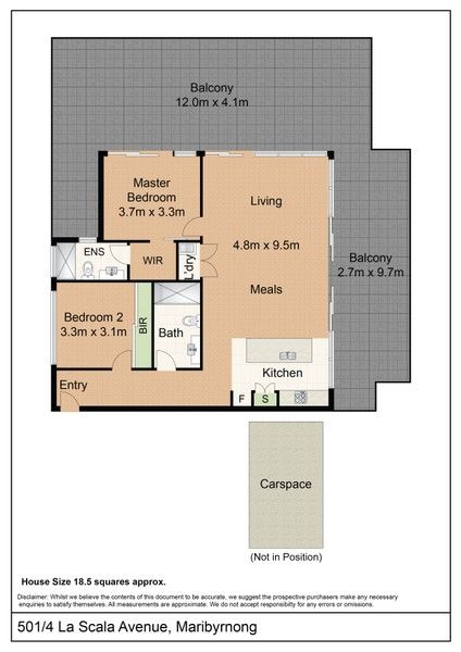 Floorplan of Homely apartment listing, 501/4 La Scala Avenue, Maribyrnong VIC 3032