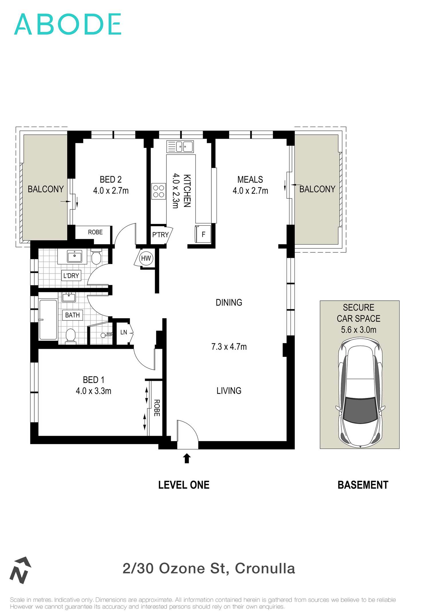 Floorplan of Homely apartment listing, 2/30 Ozone Street, Cronulla NSW 2230
