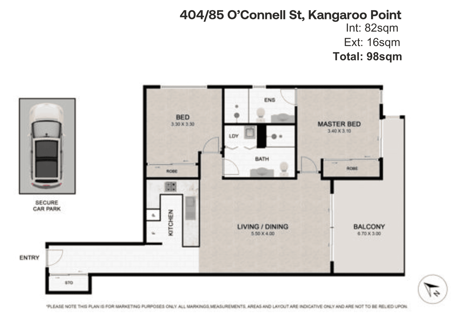 Floorplan of Homely apartment listing, 404/85 O'Connell Street, Kangaroo Point QLD 4169