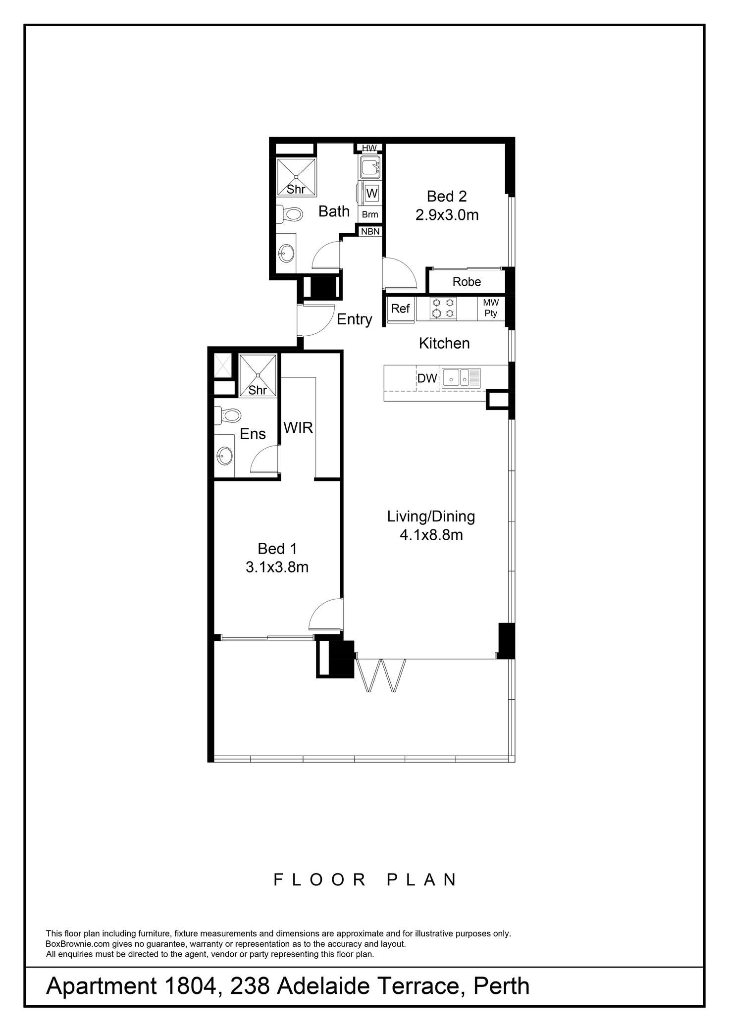 Floorplan of Homely apartment listing, 1804/238 Adelaide Terrace, Perth WA 6000