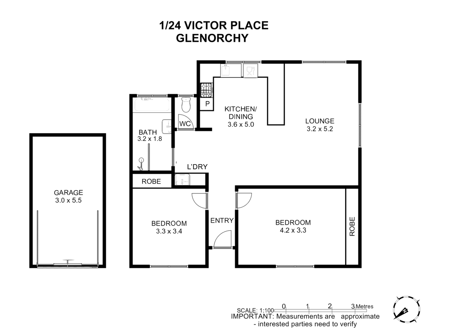 Floorplan of Homely house listing, 1/24 Victor Place, Glenorchy TAS 7010