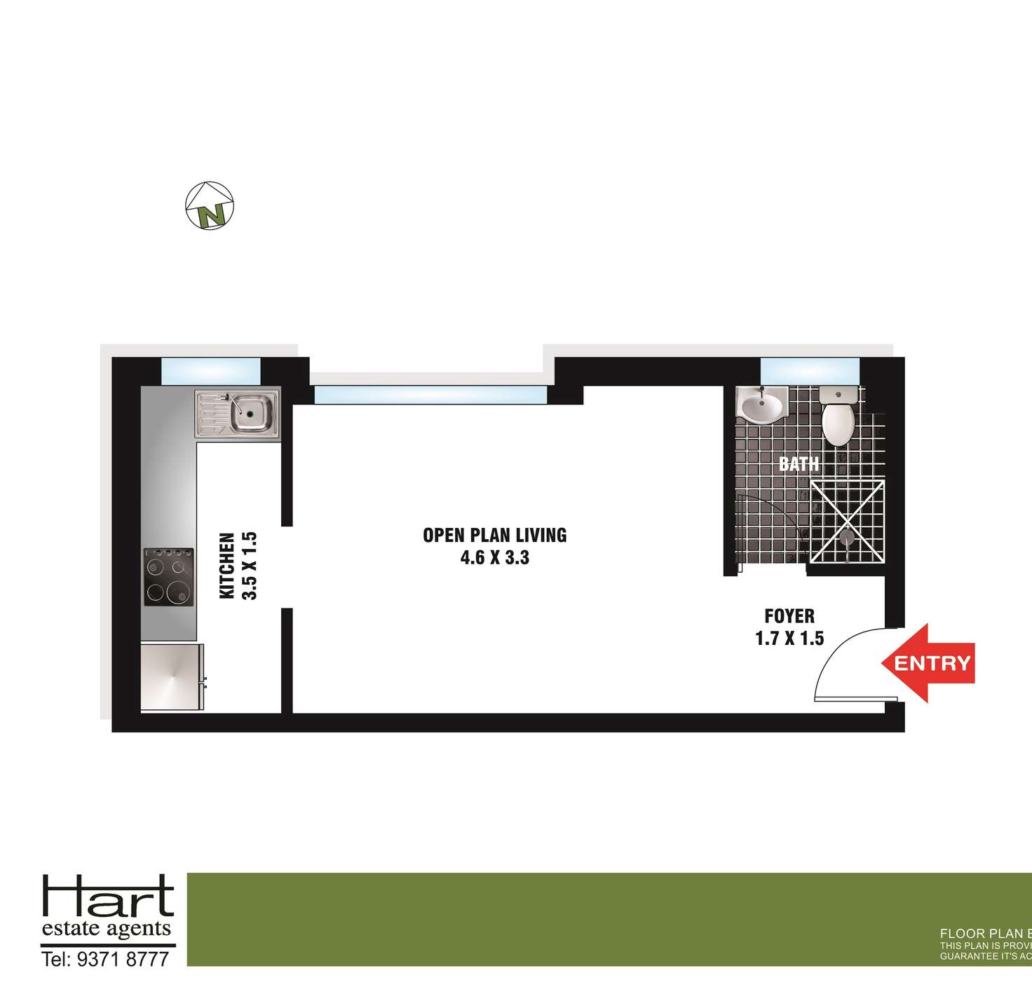 Floorplan of Homely studio listing, 22/12 Chelsea Street, Redfern NSW 2016