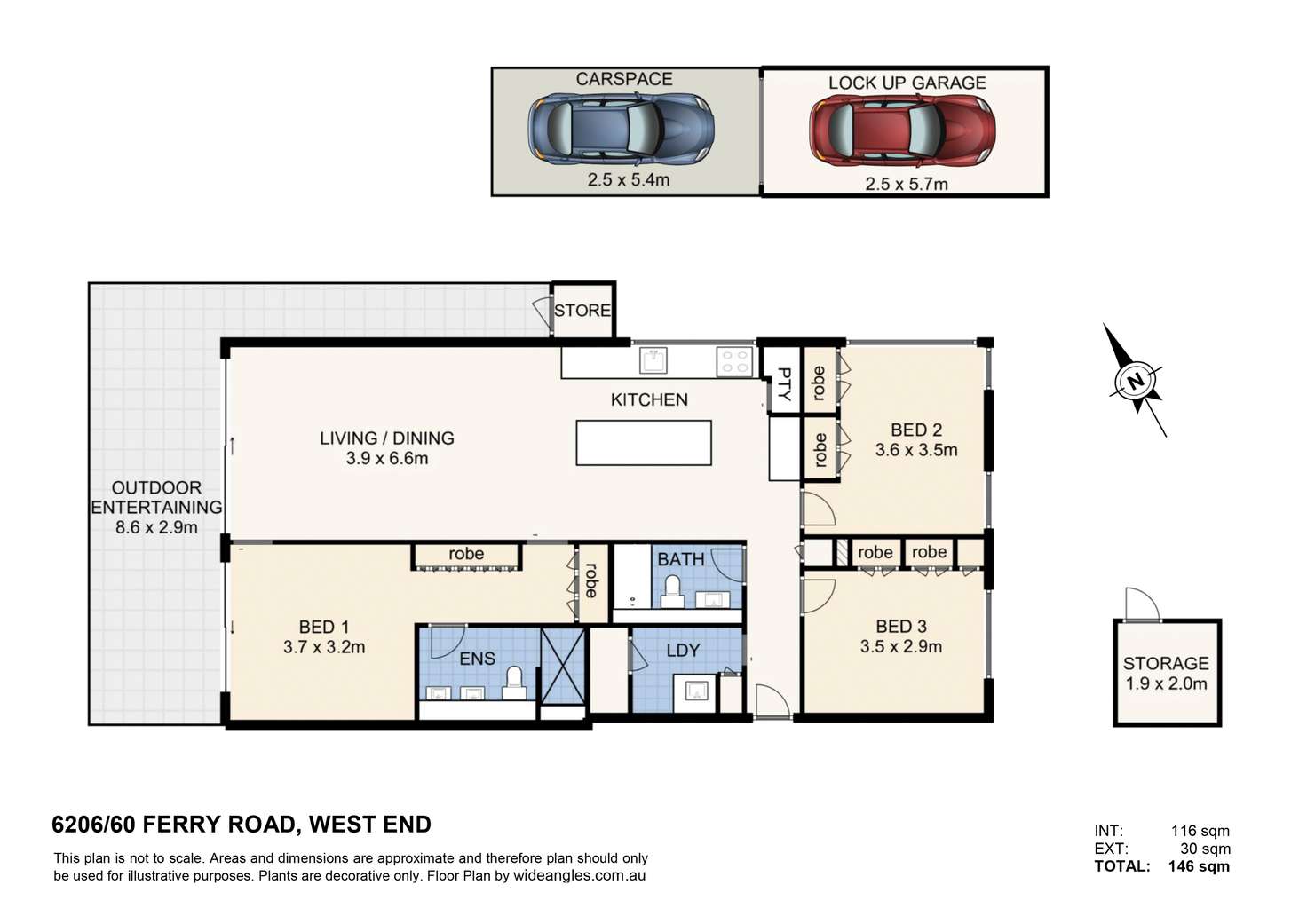 Floorplan of Homely apartment listing, 6206/60 Ferry Road, West End QLD 4101