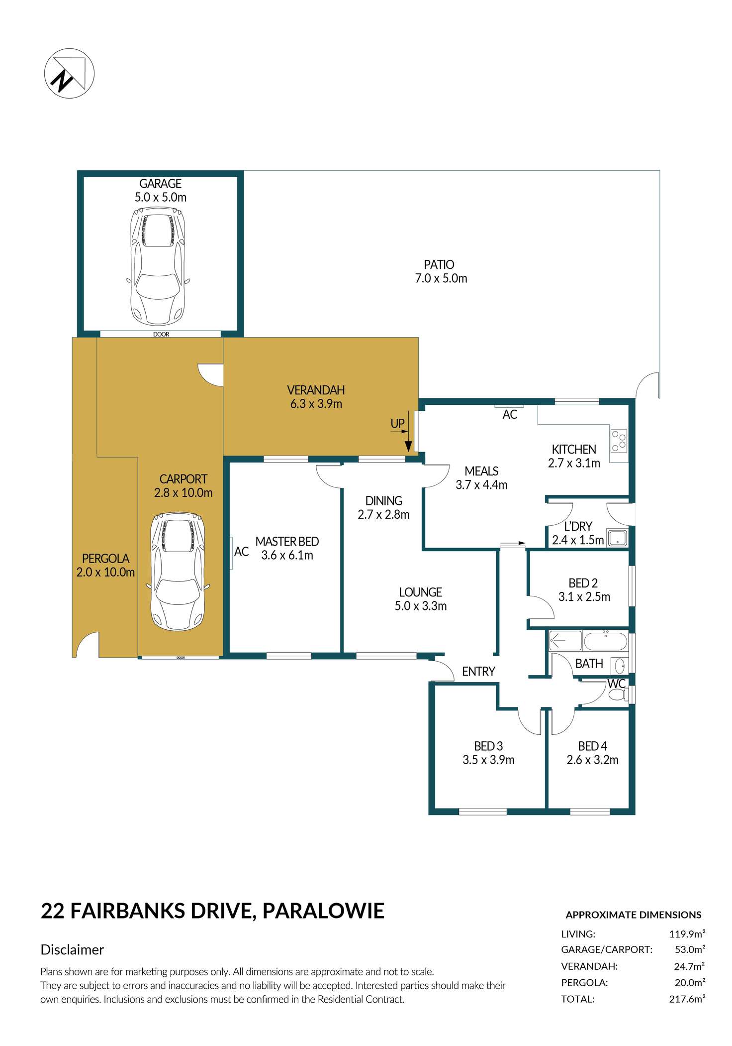 Floorplan of Homely house listing, 22 Fairbanks Drive, Paralowie SA 5108